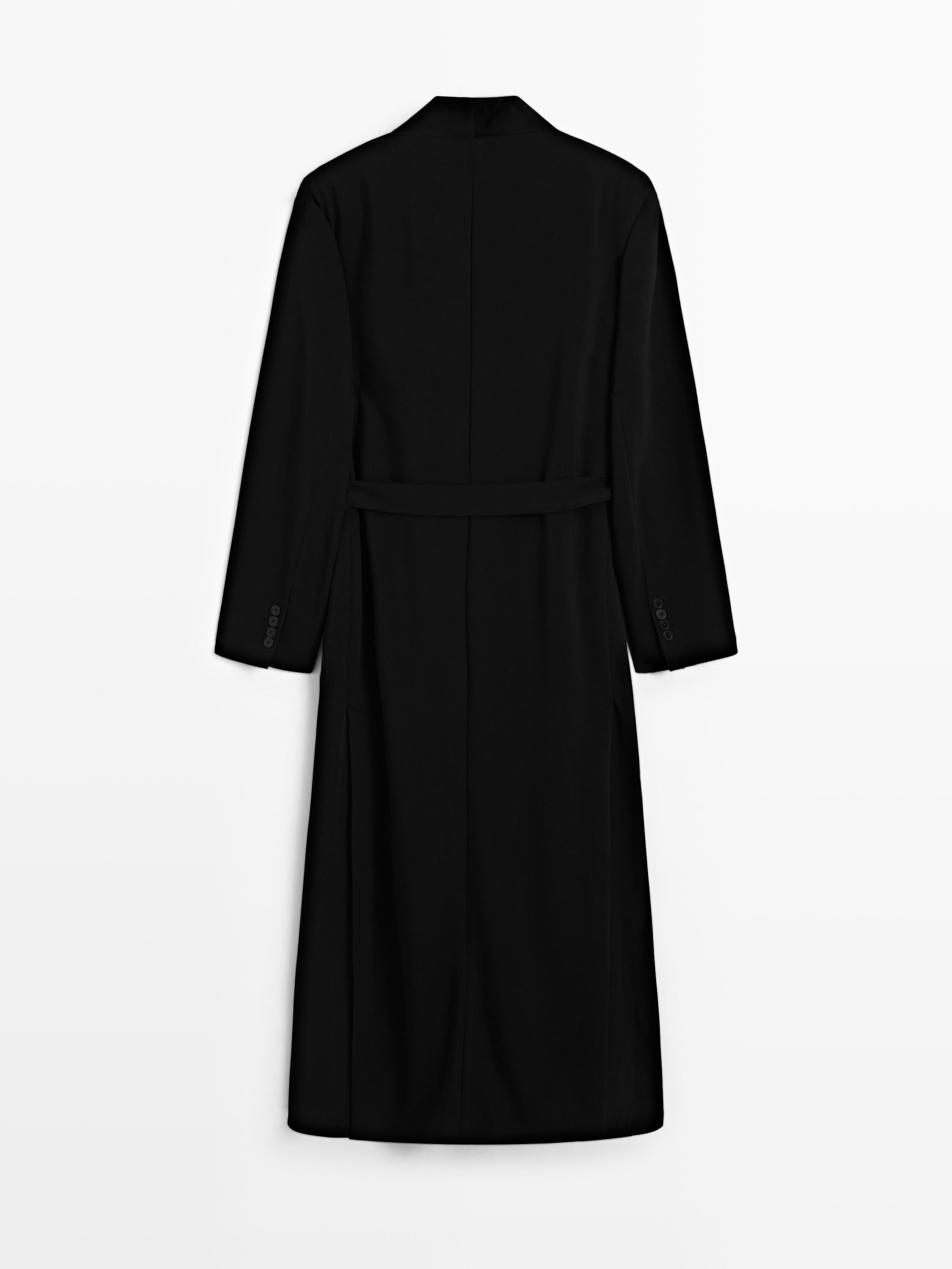 Crepe frock coat with belt