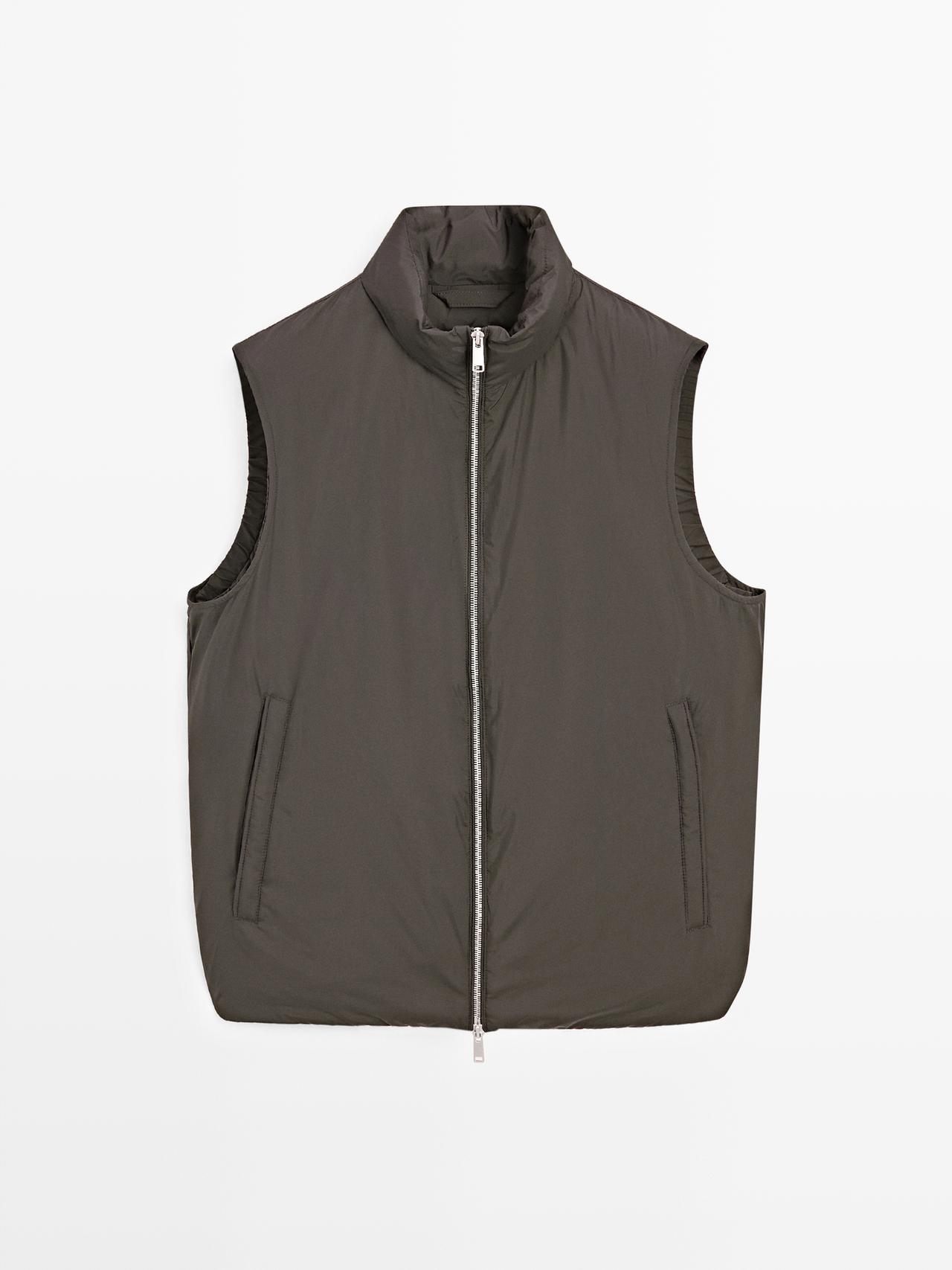 Massimo Dutti - Heren - Waterafstotende Extra Lichtgewicht Gewatteerde Bodywarmer - Chocolade - M