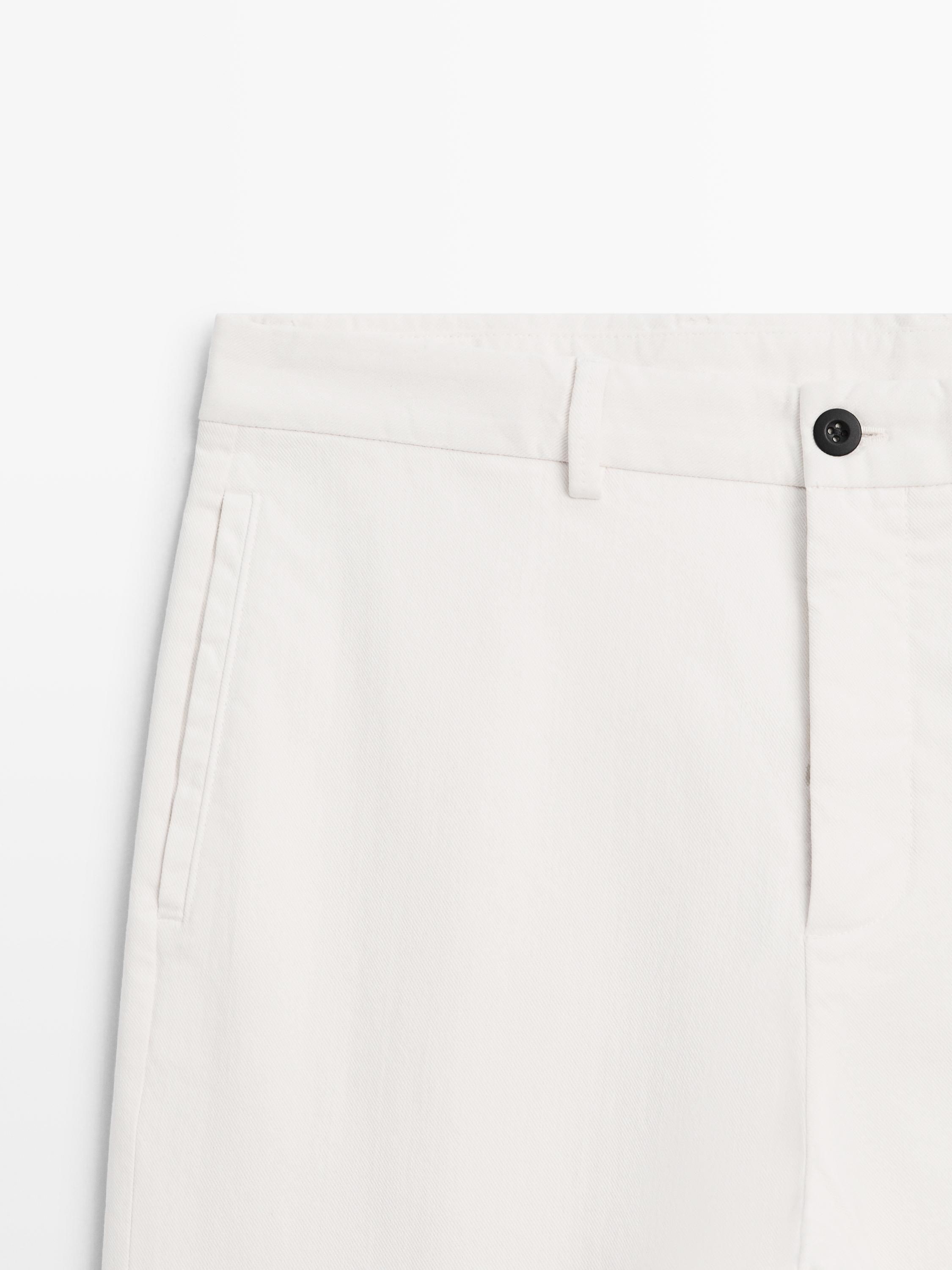 Cotton twill pants with elasticated waistband — Off white