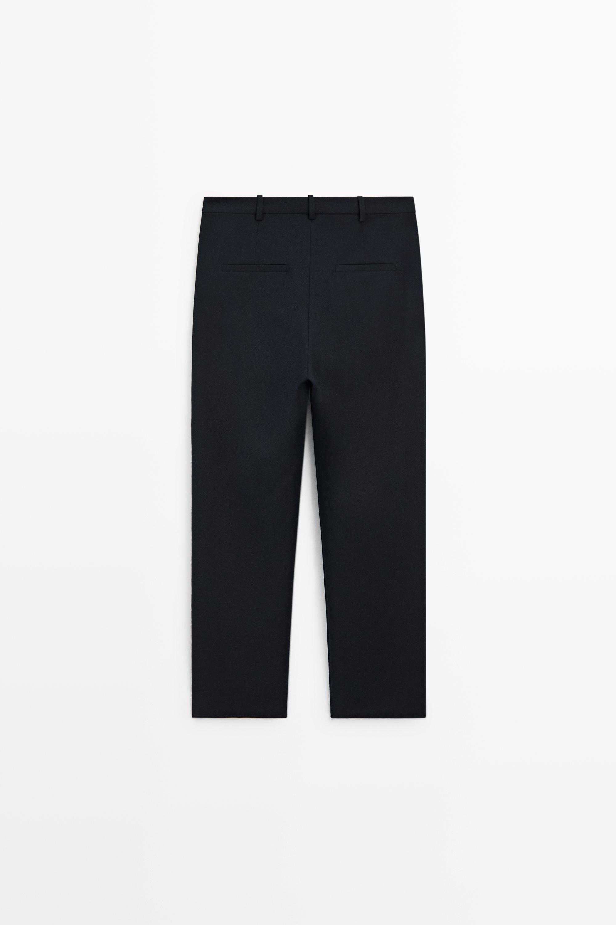 Straight stretch trousers — NAVY BLUE