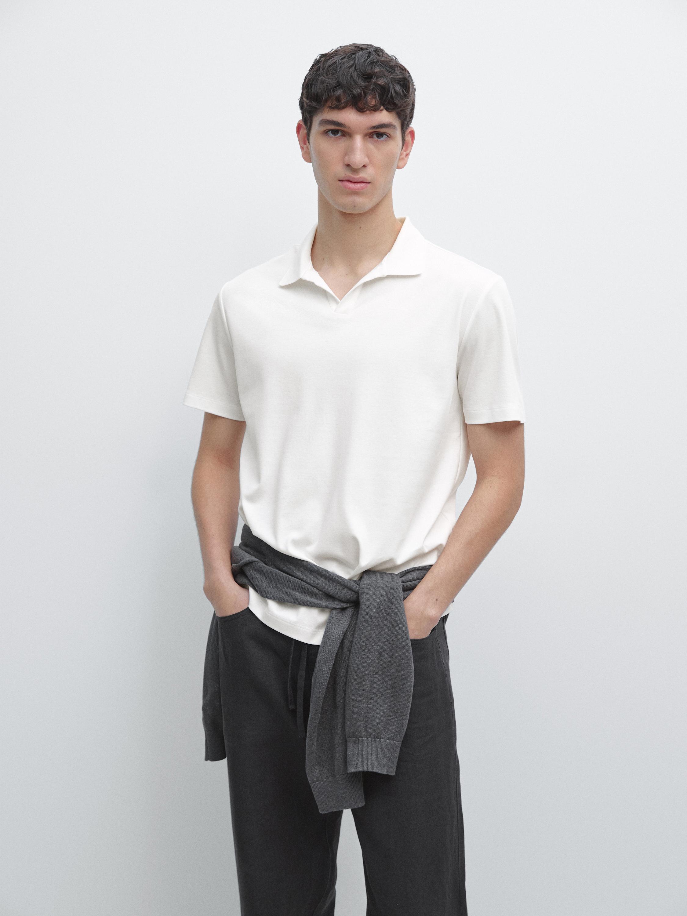 Short sleeve cotton knit polo shirt