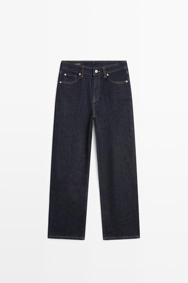 High-waist cropped straight-leg jeans — DARK BLUE 2