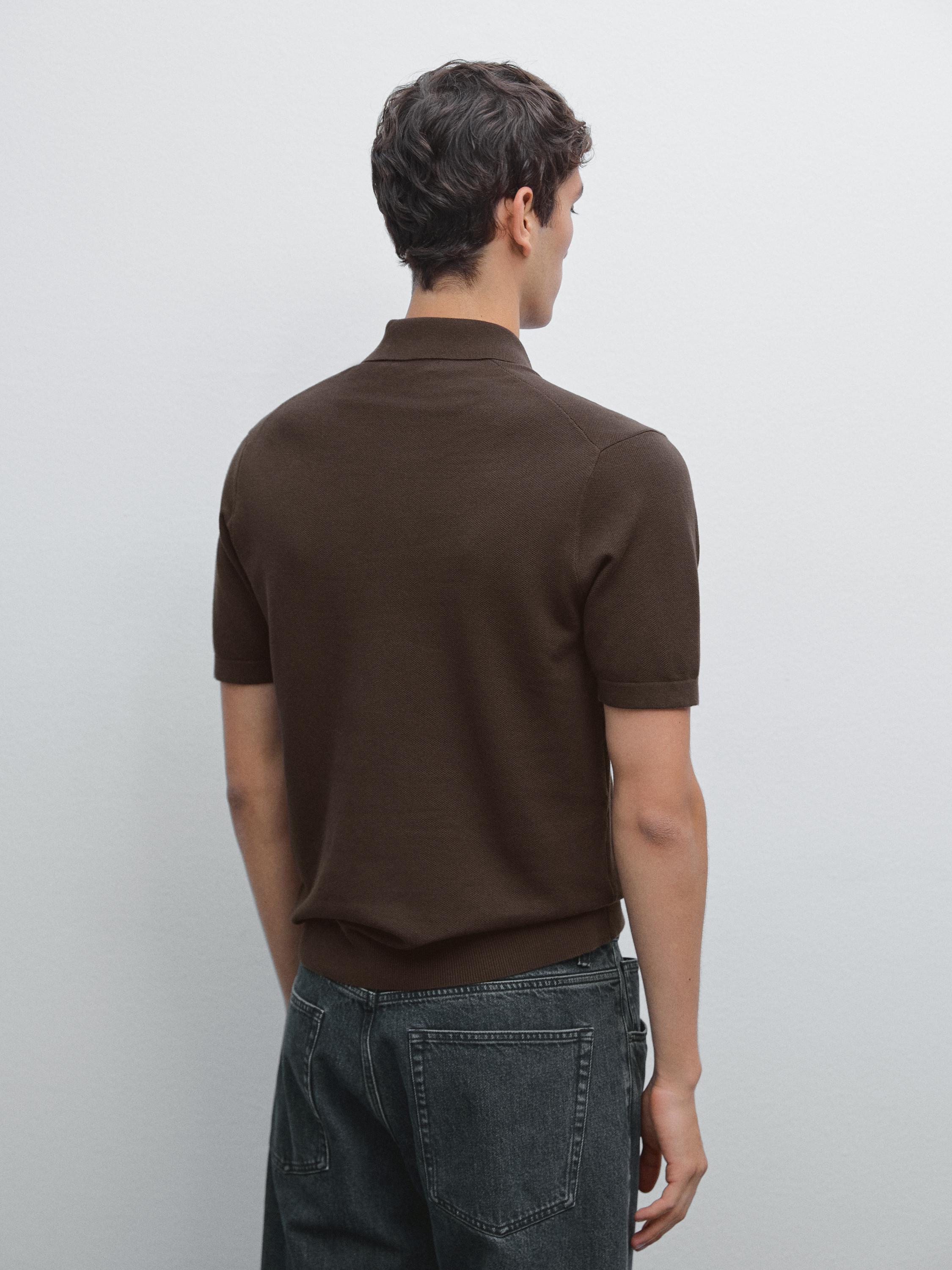 Knit V-neck polo shirt