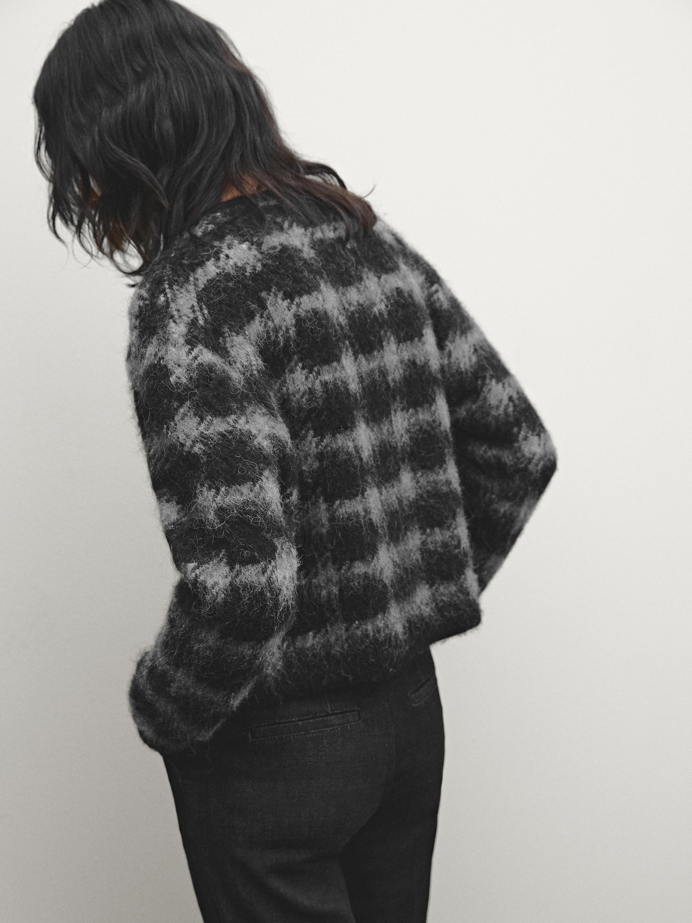 Check cardigan with metal buttons