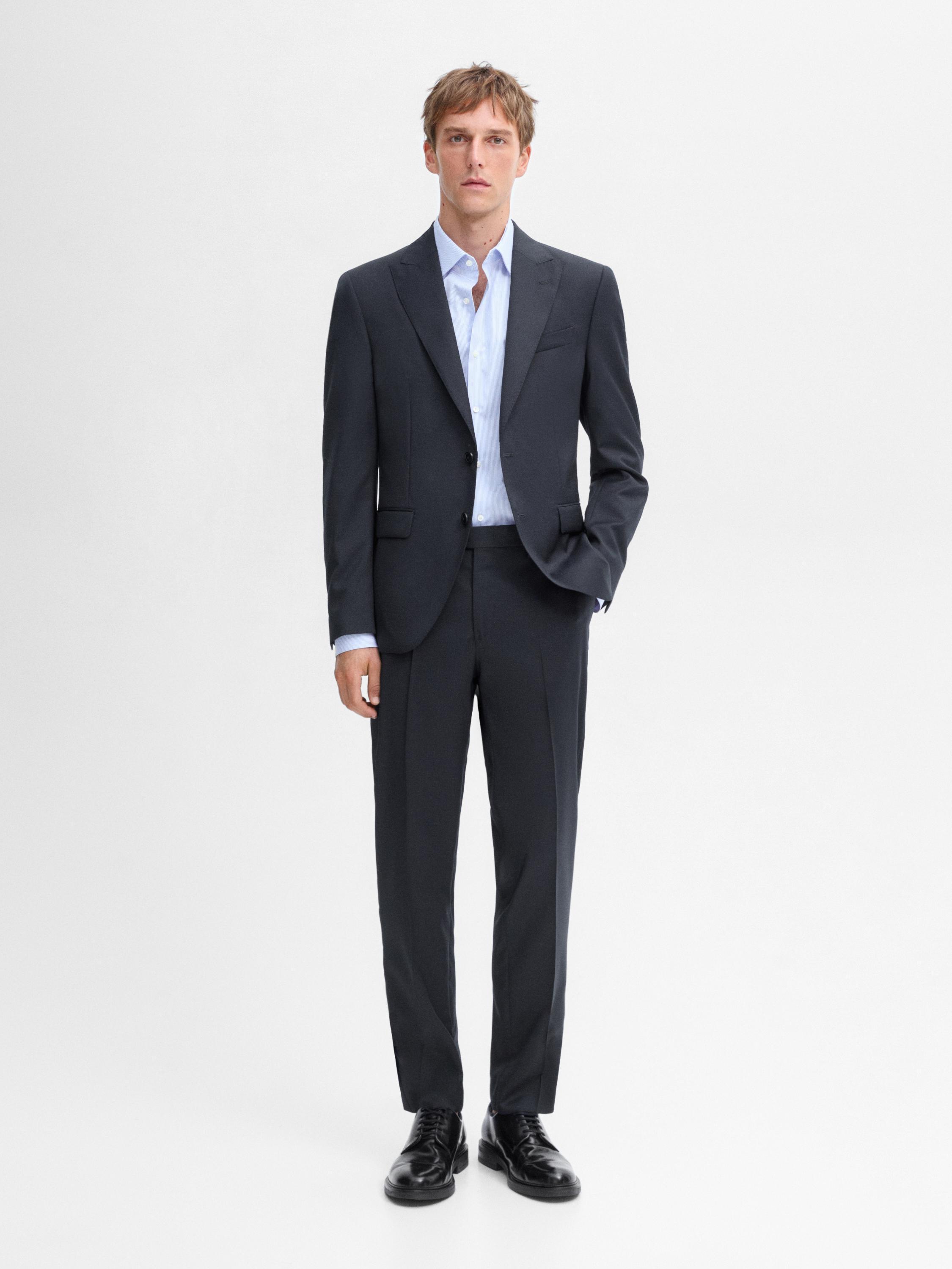 Pantalón traje liso lana