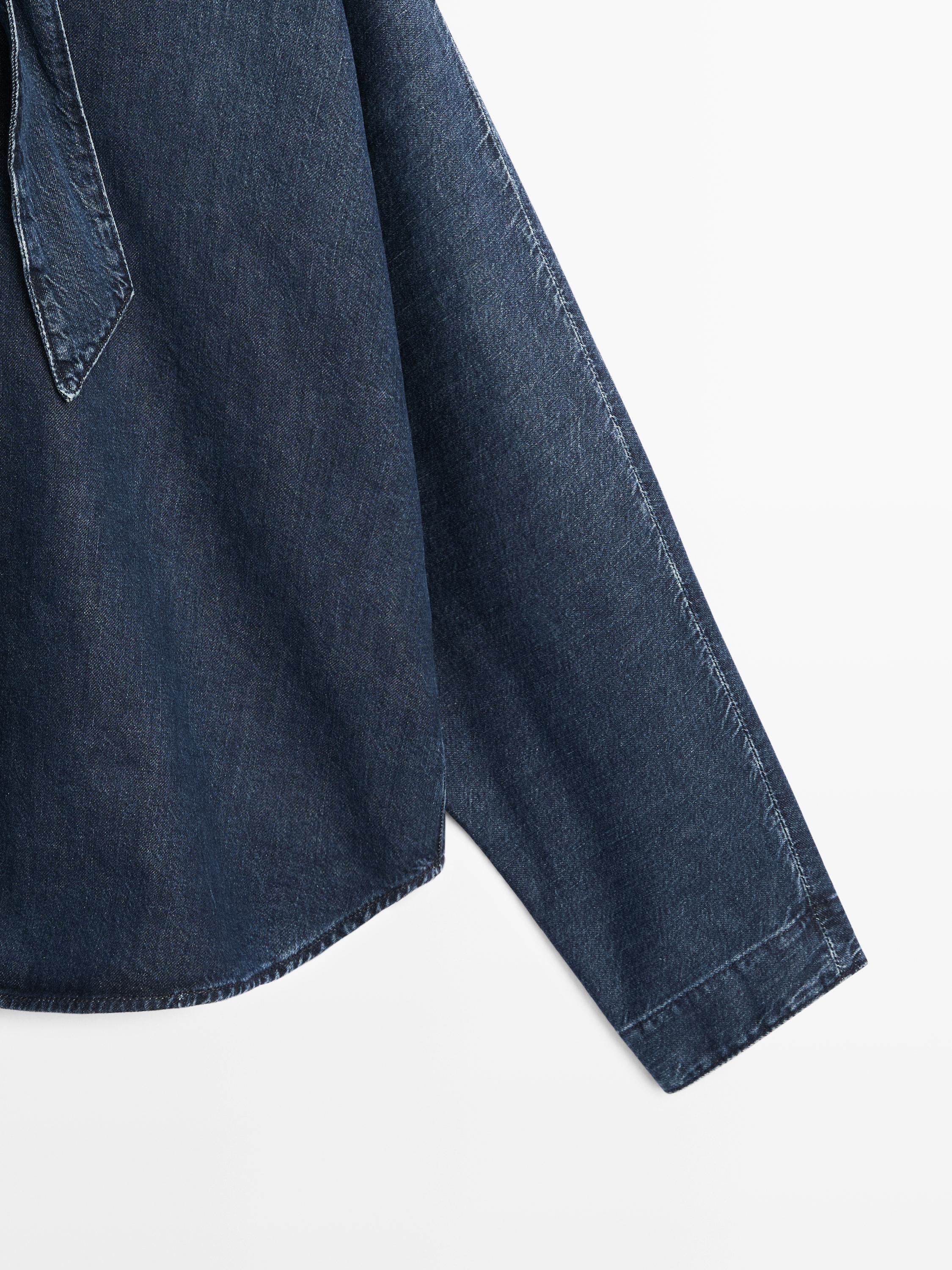 Denim shirt with collar detail — DARK BLUE