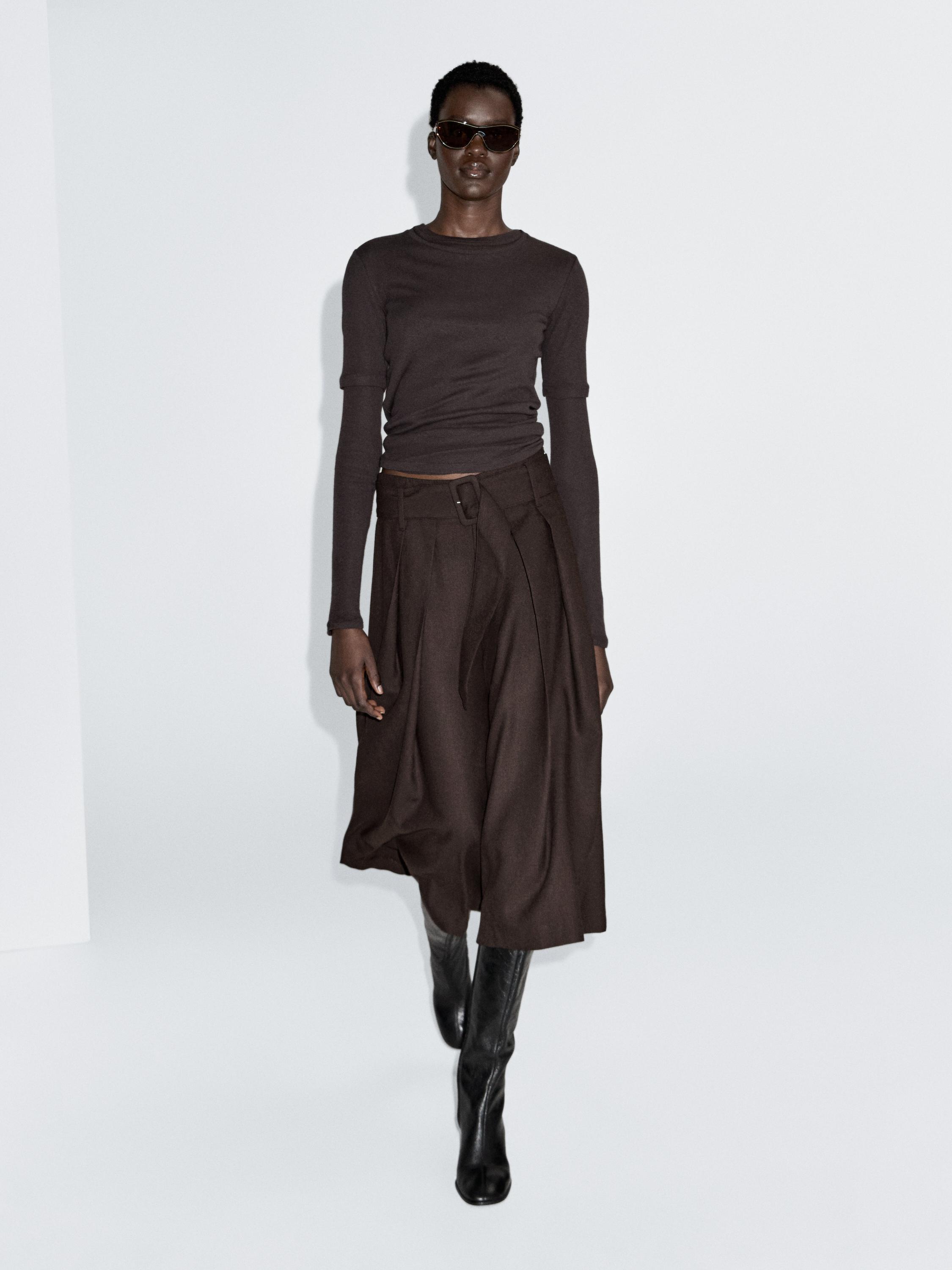 Falda pantalón con cinturón