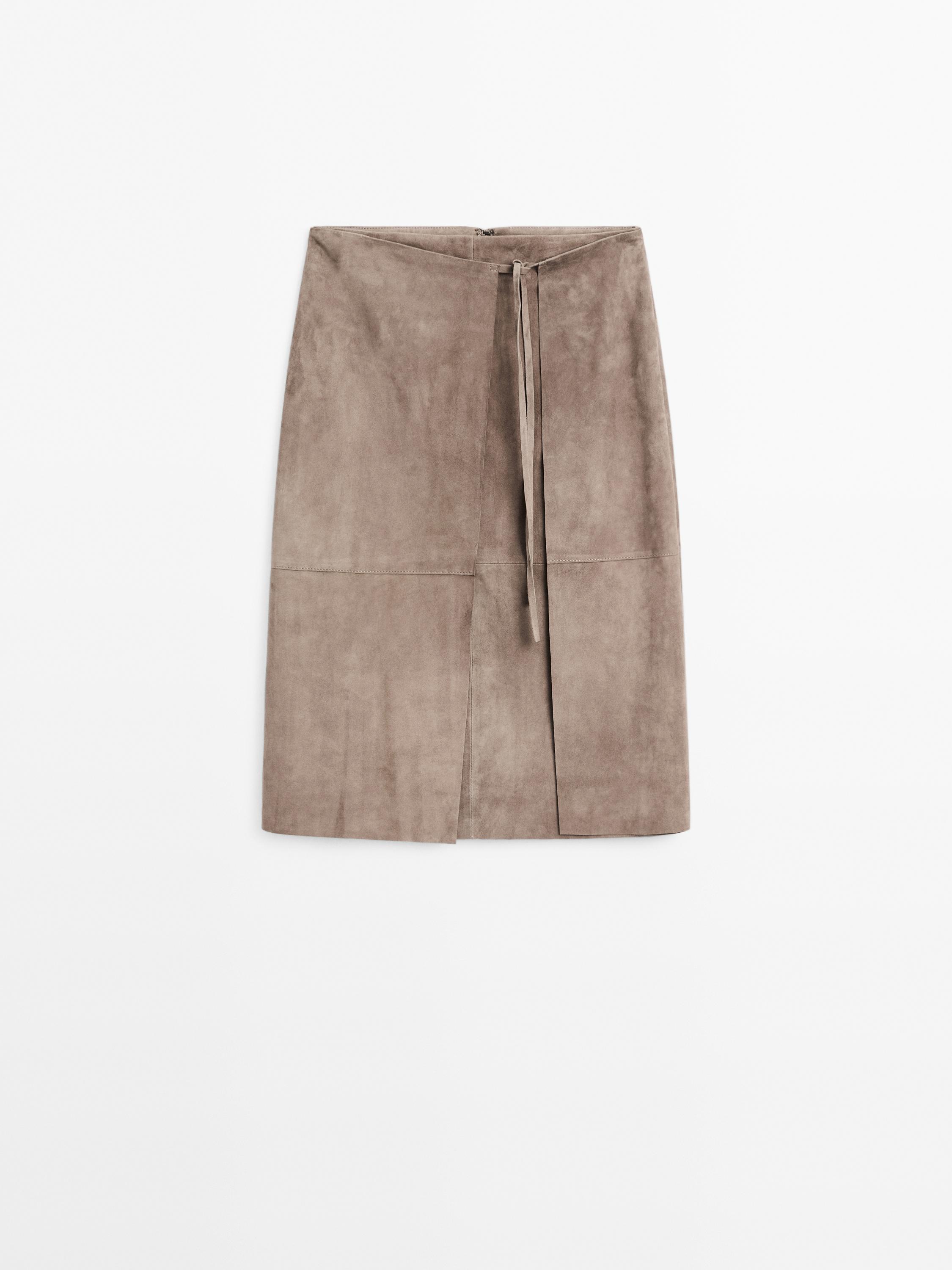 ★ Massimo Dutti★ Suede leather wrap midi skirt 0530051083 Suede leather wrap midi skirt · Mole Brown · Bags And