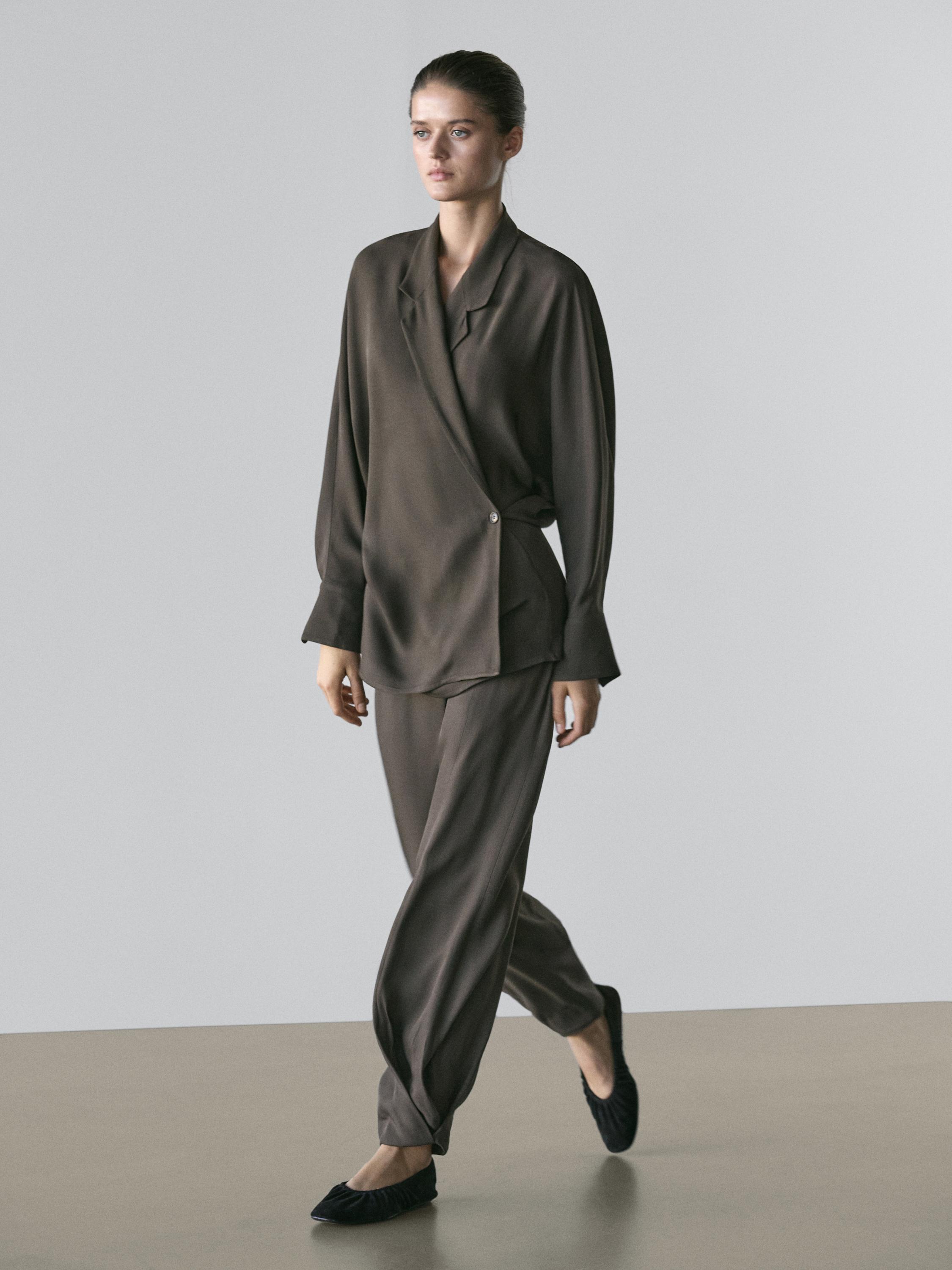 Flowing sarouel trousers — Greyish green