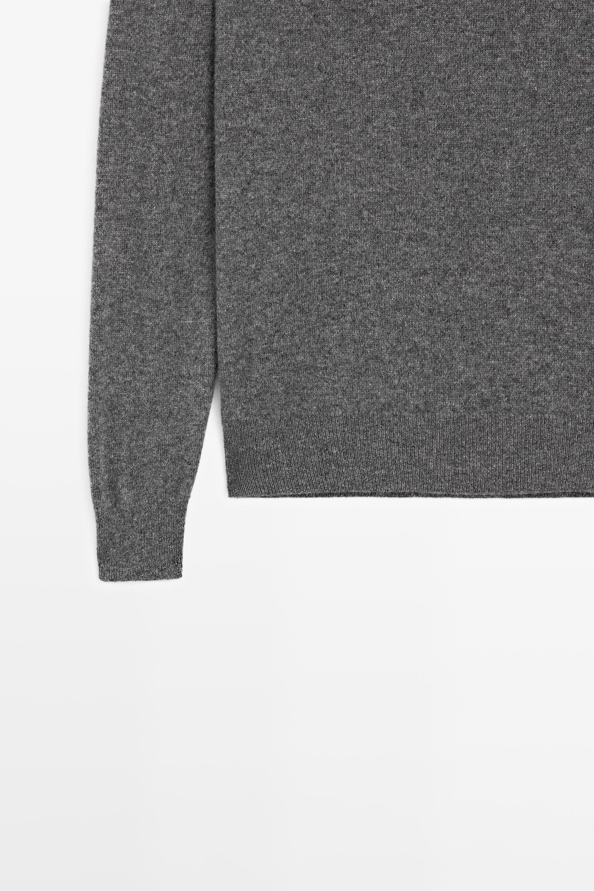 100% cashmere long sleeve sweater — GREY