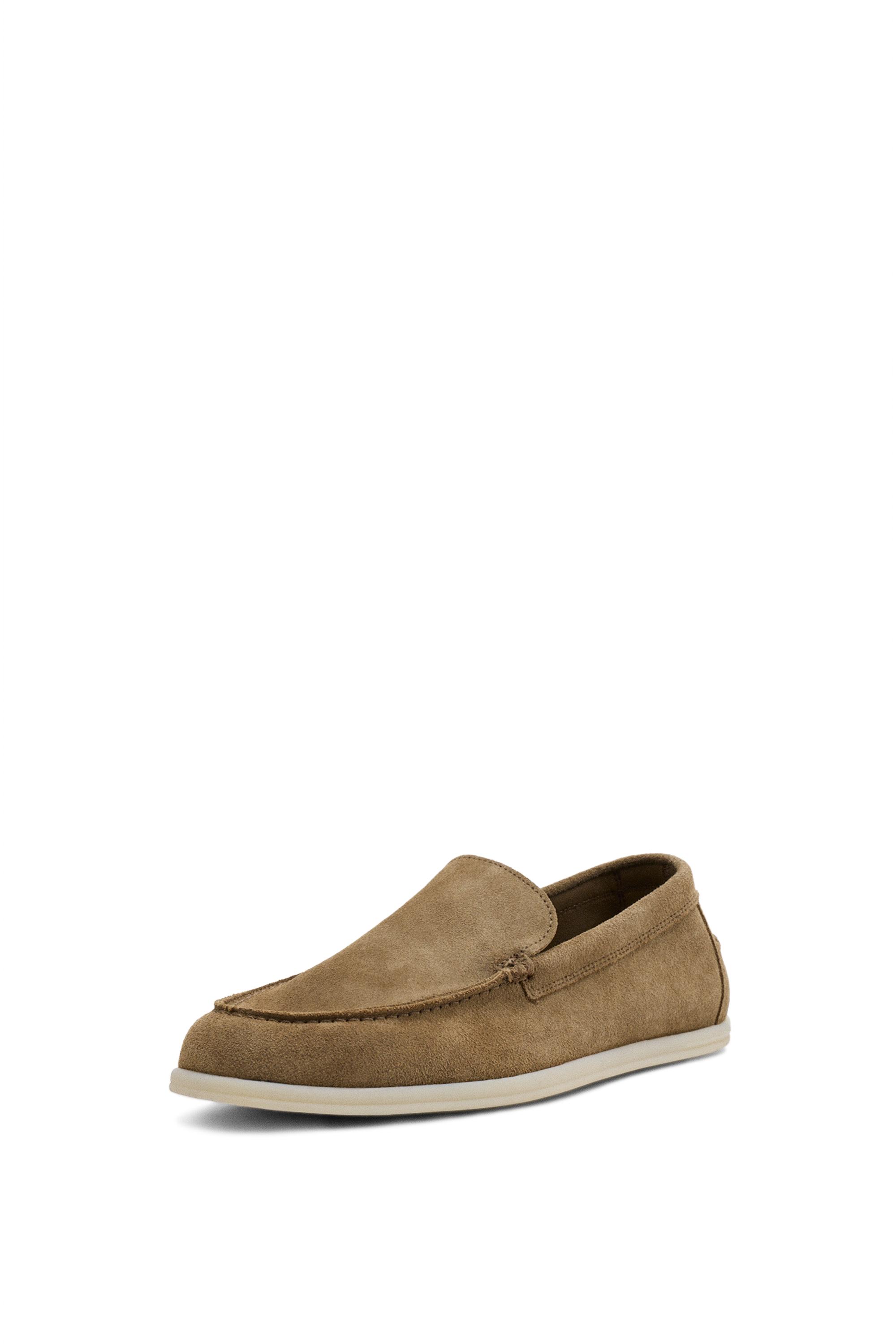 Soft split leather loafers — SAND