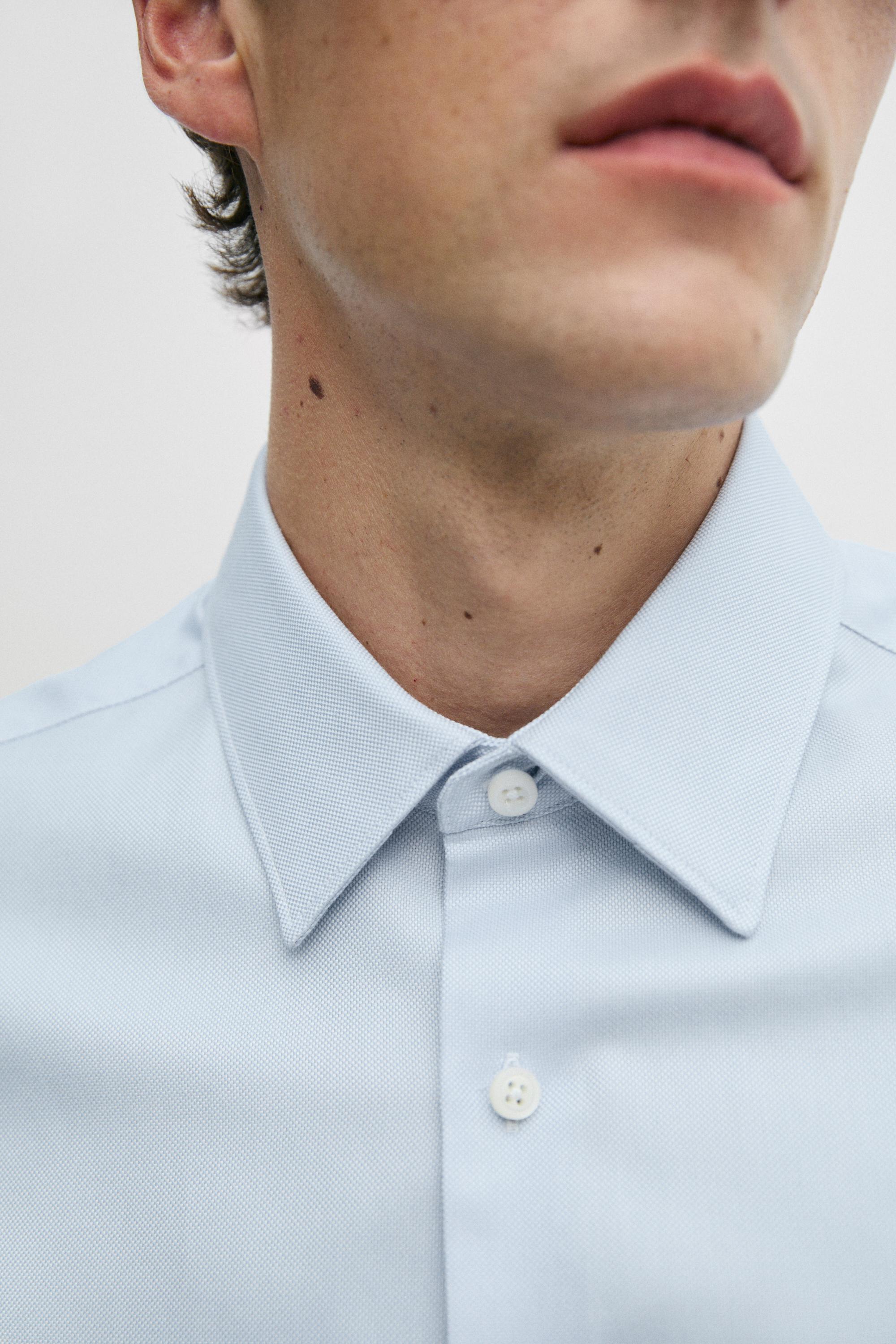 Slim fit 100% cotton Oxford shirt — SKY BLUE
