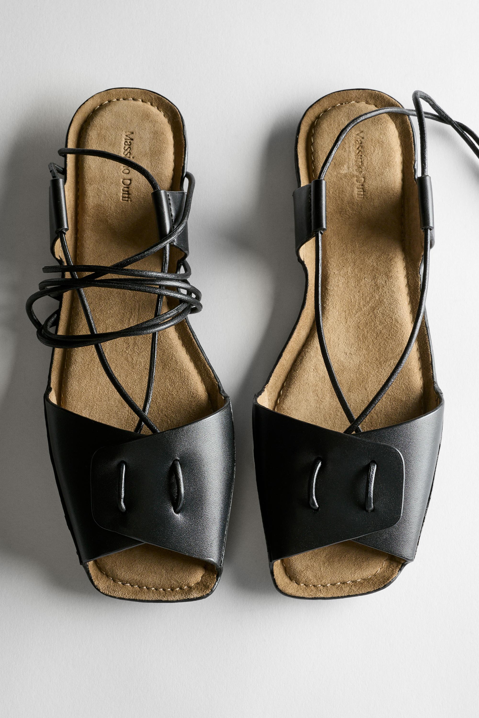Flat leather strappy sandals