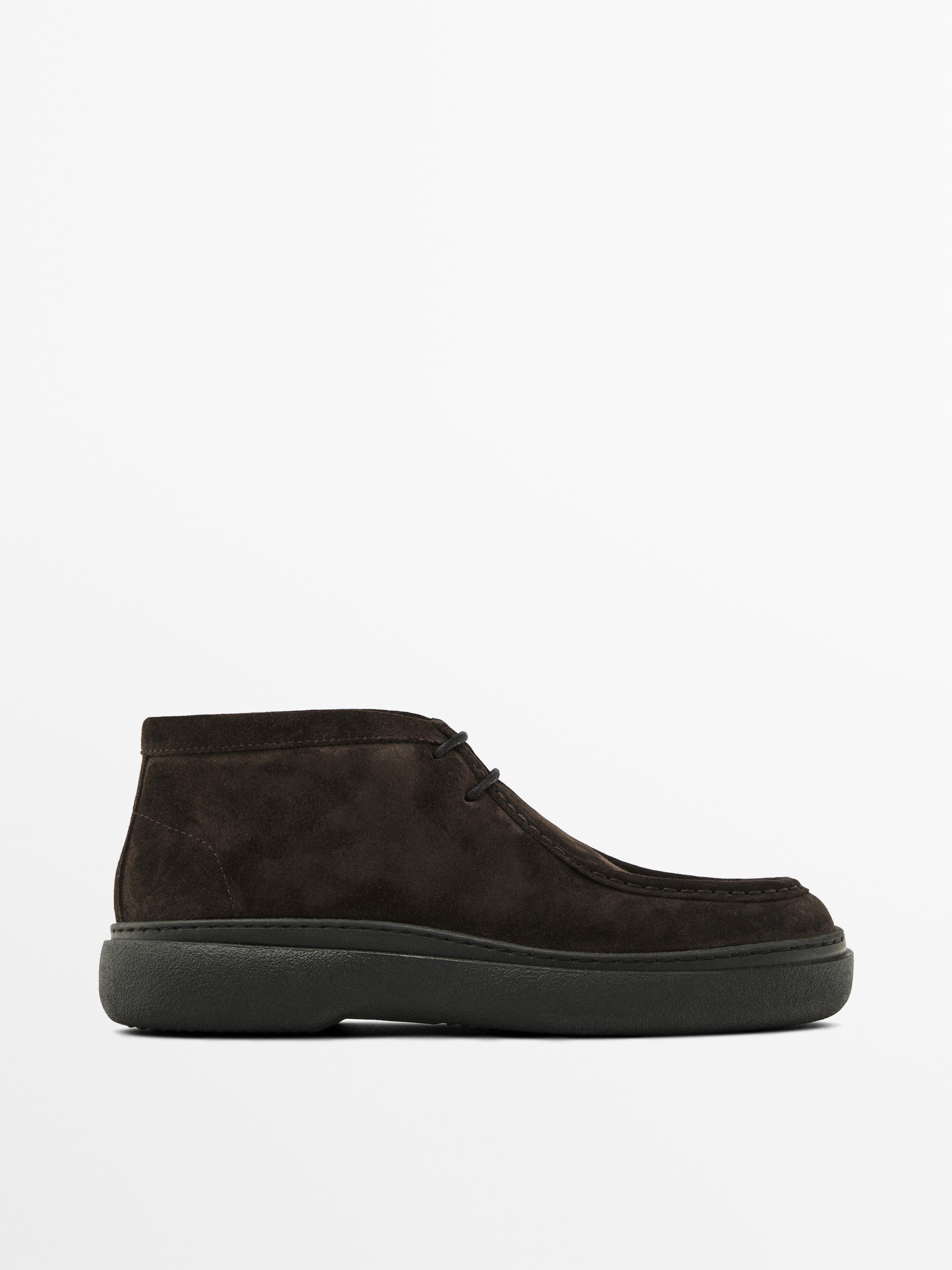 Moc toe split suede ankle boots