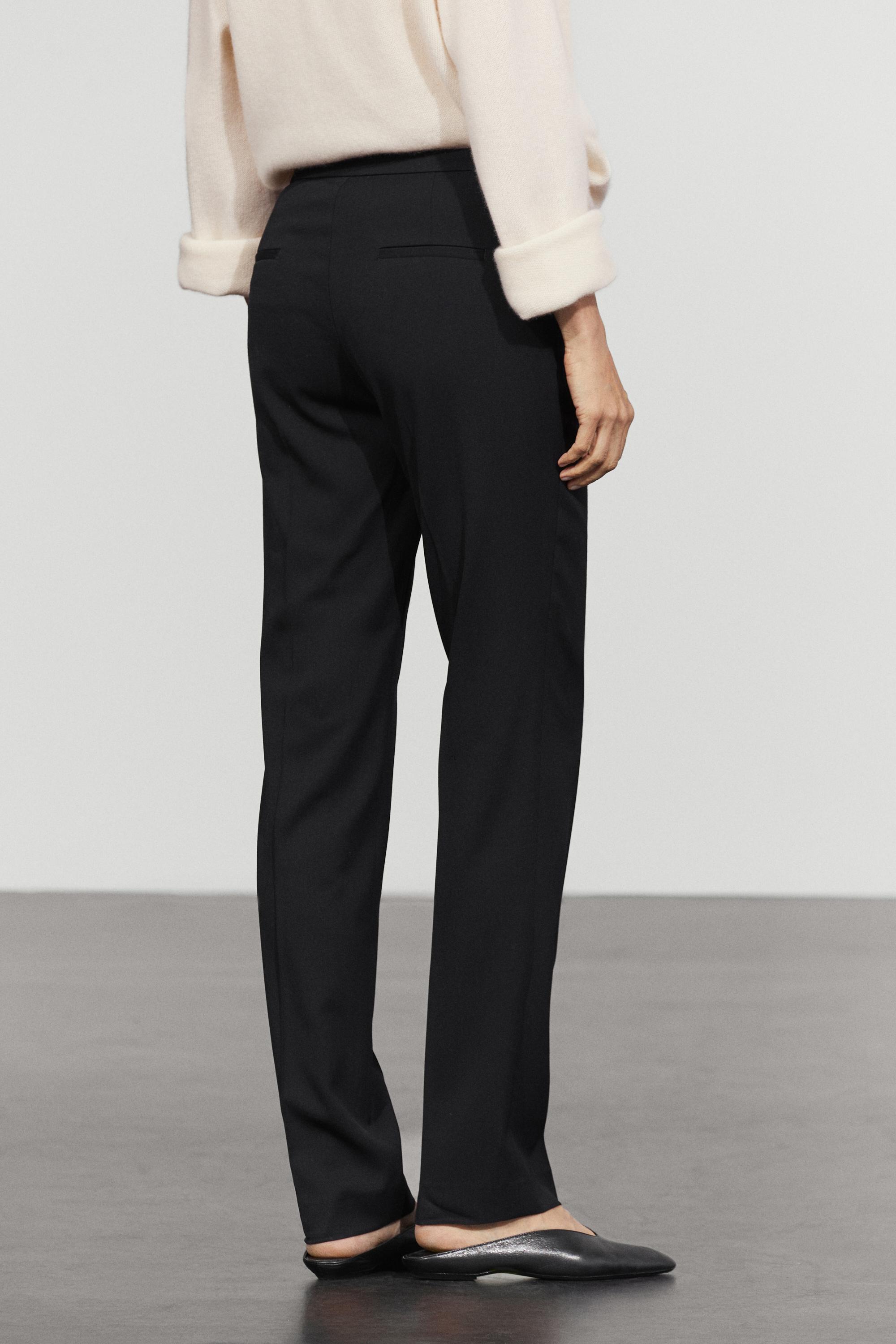Wool blend waistband trousers — BLACK