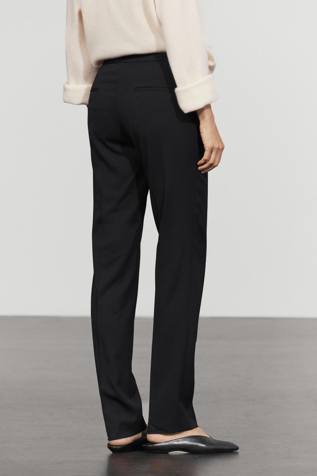 Slim-fit wool blend pants — BLACK