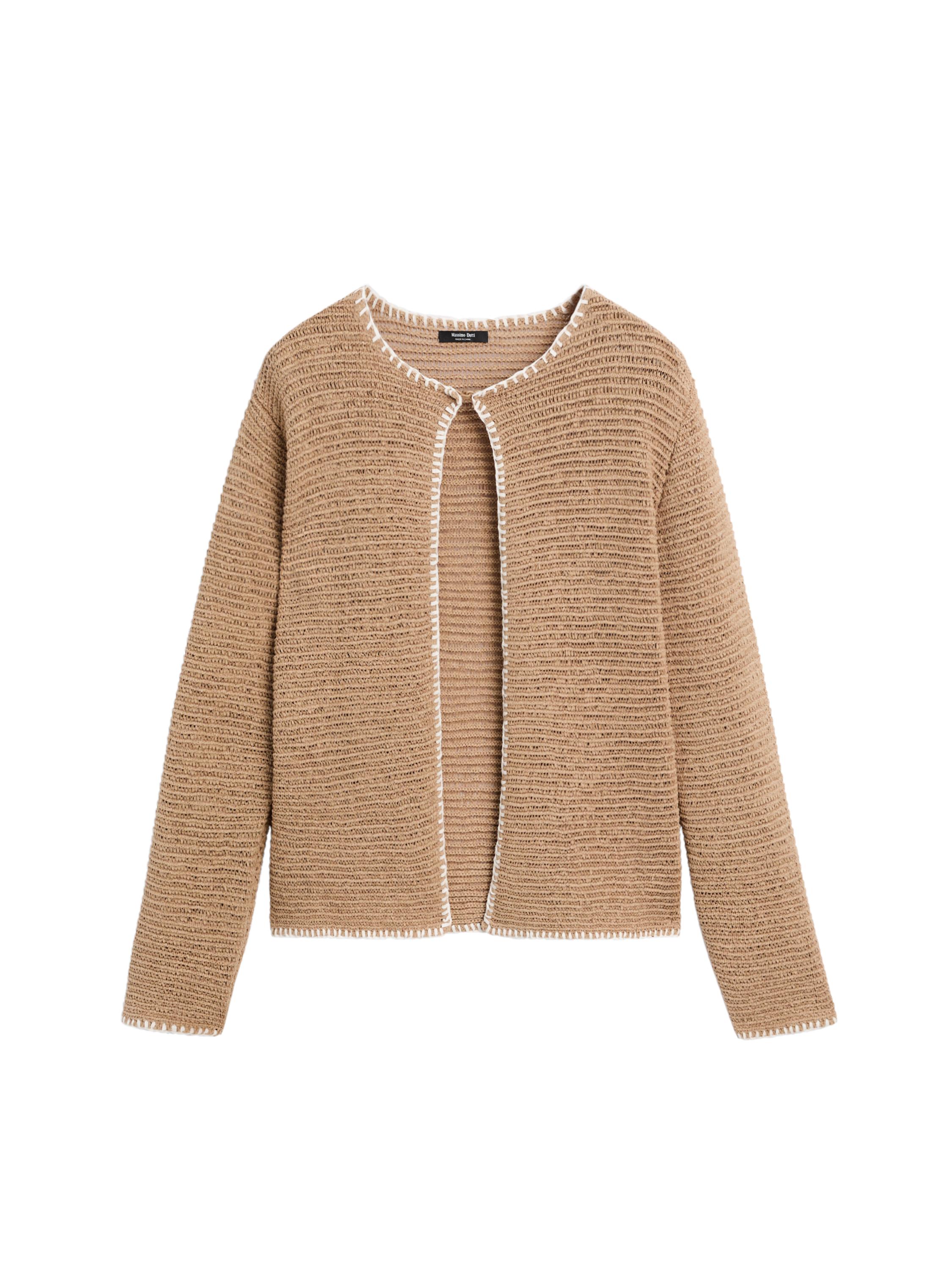 Contrast cotton blend knit cardigan · Camel · Cardigan | Massimo Dutti