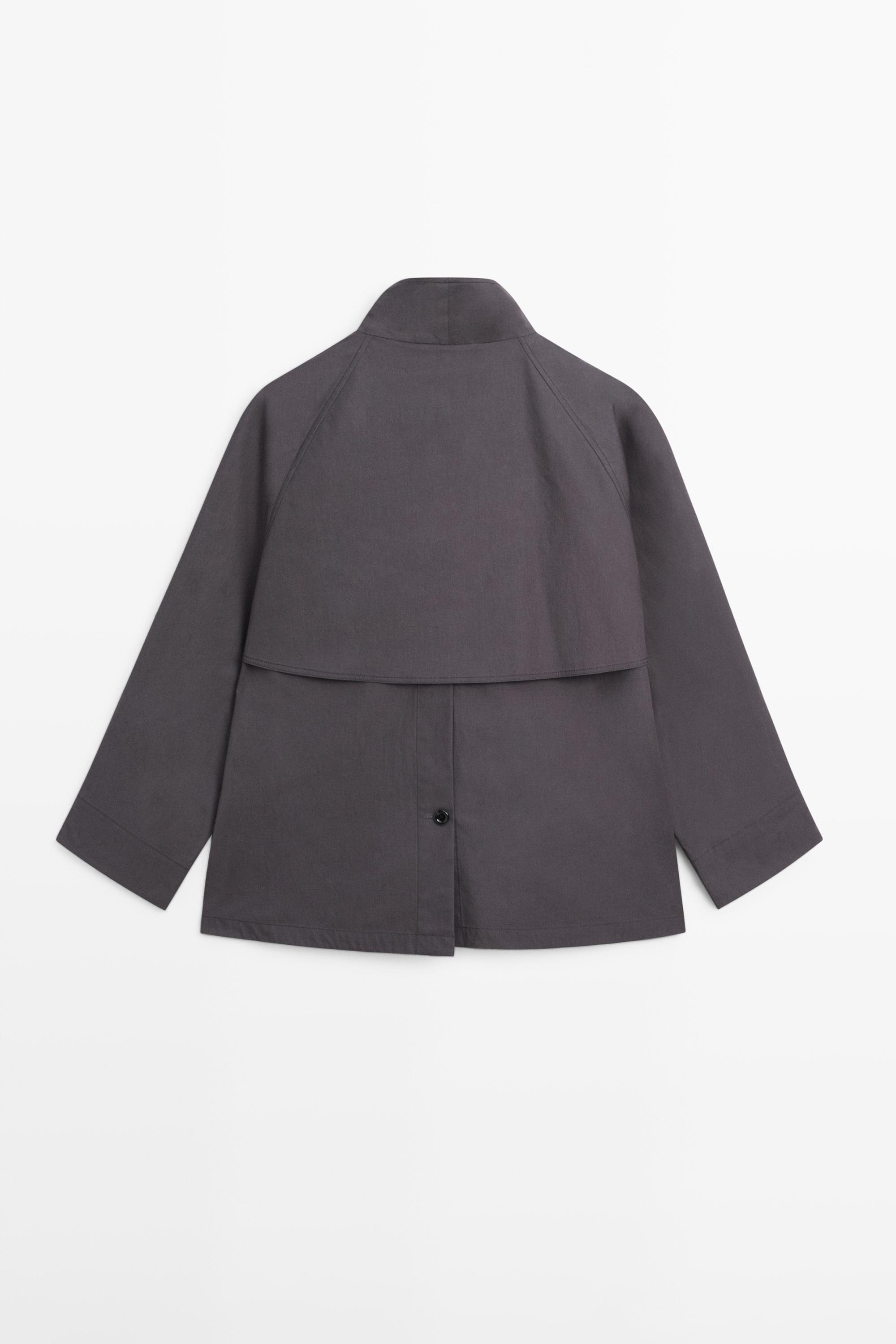 Short cotton cape jacket — DARK BLUE