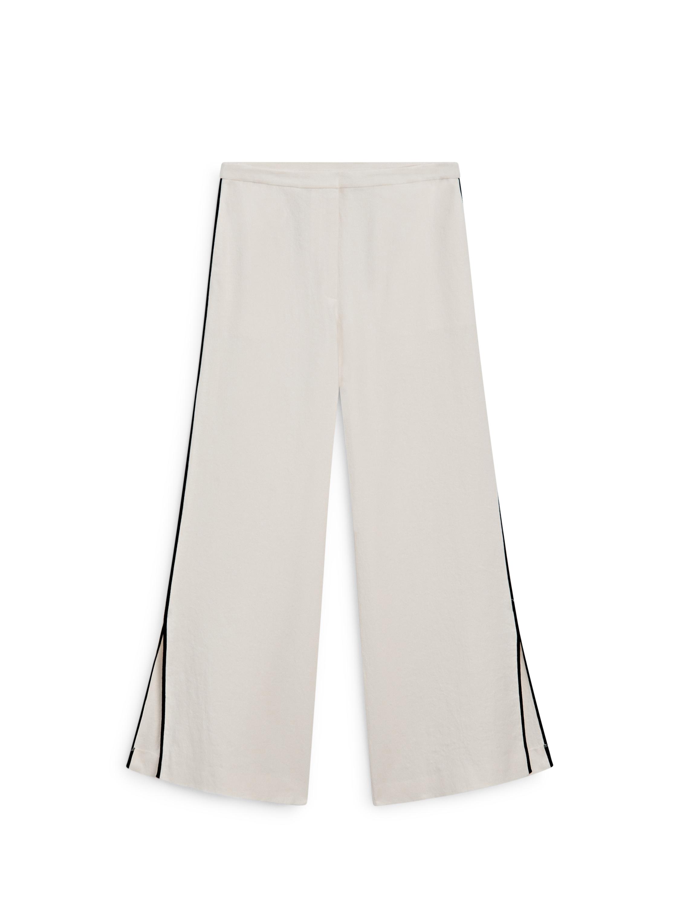 Linen trousers with contrast piping — CREAM