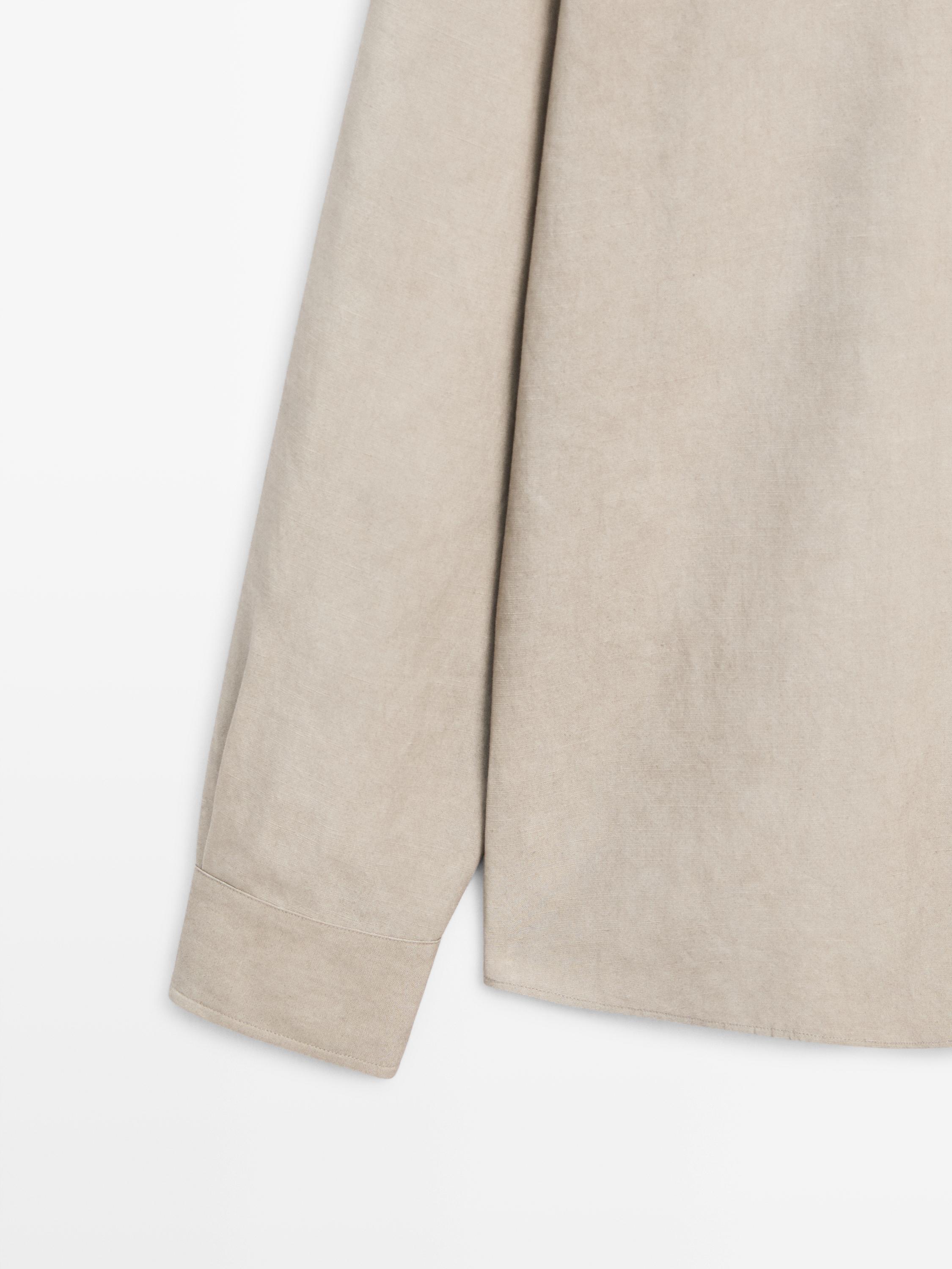 Flowing shirt with pocket — BEIGE