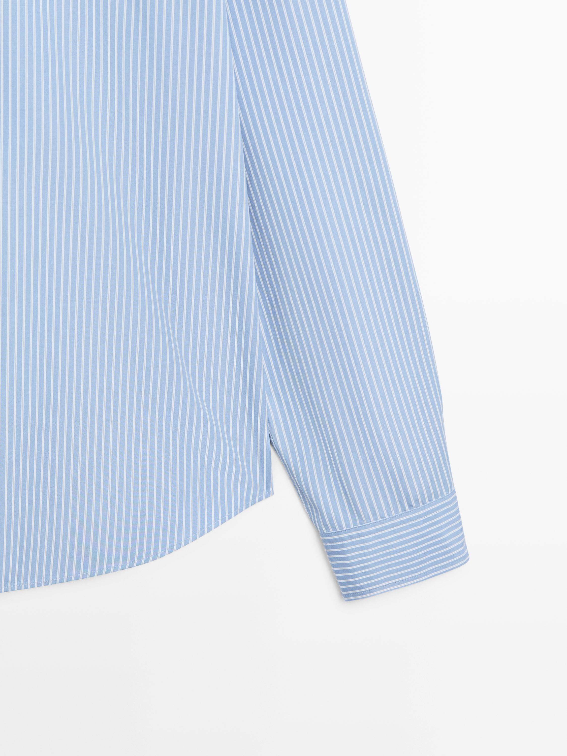 100% cotton poplin regular fit shirt — MEDIUM BLUE