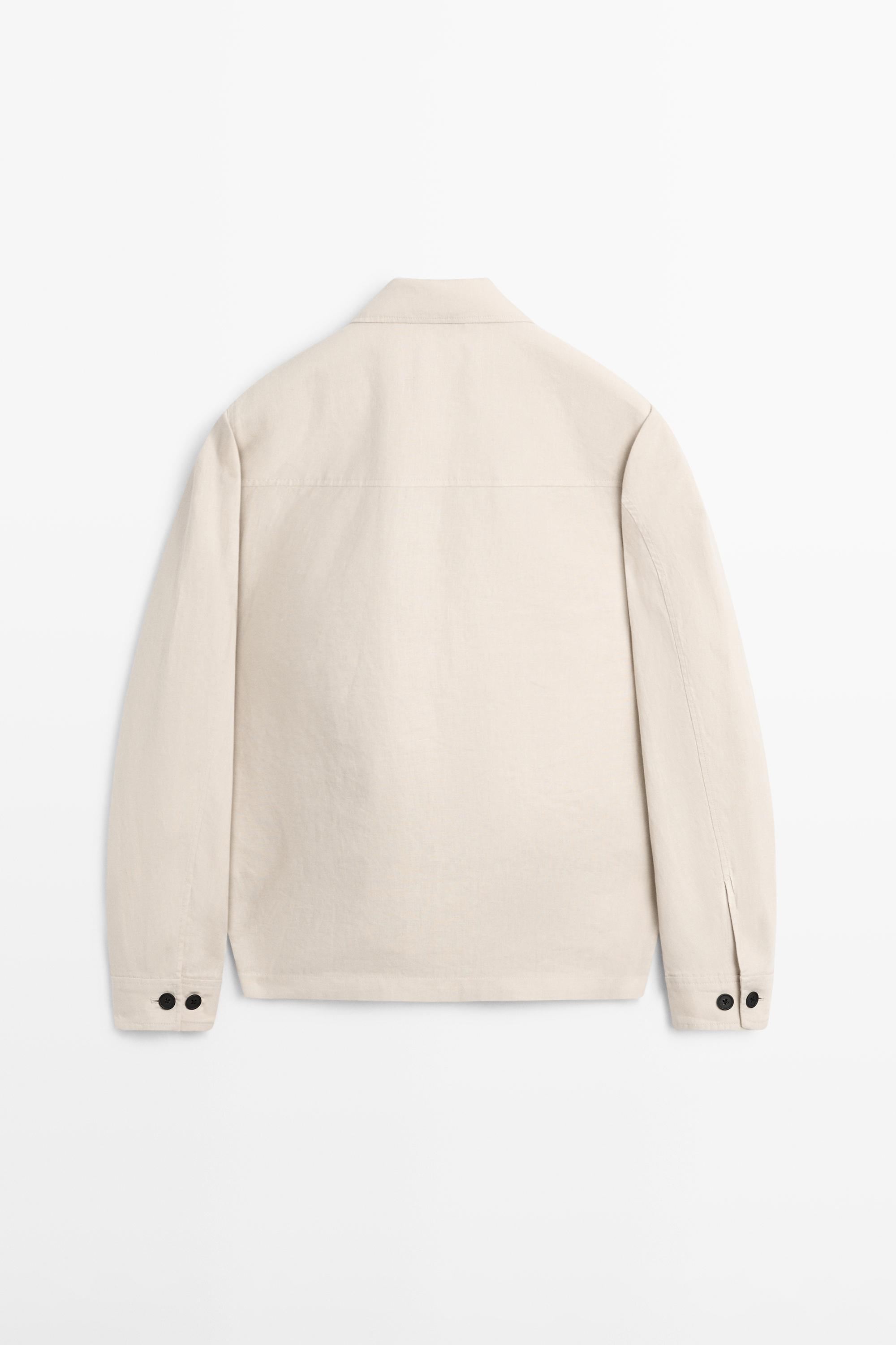 Lightweight linen jacket with pockets — STONE