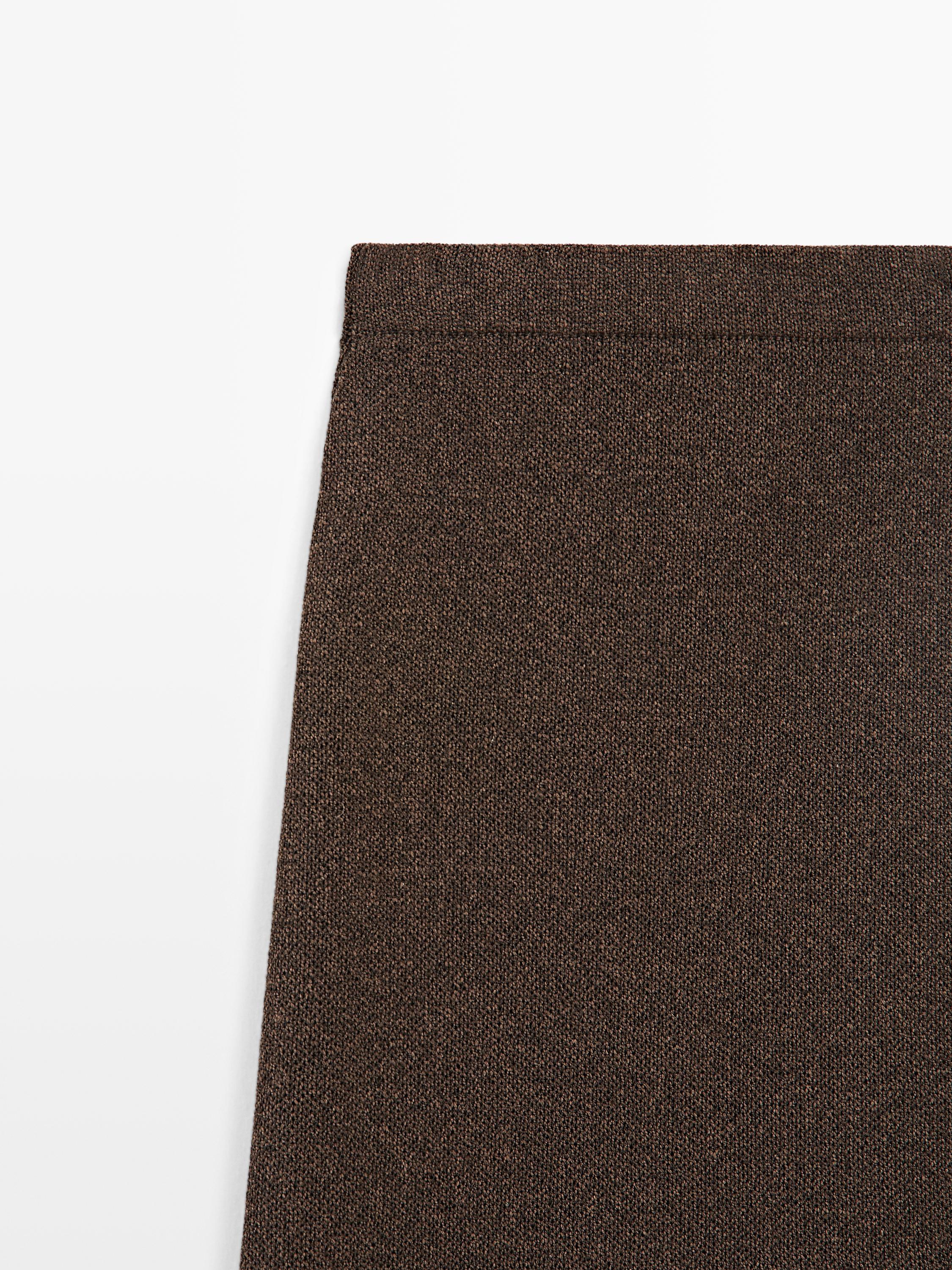 Long cotton blend knit skirt — Chocolate