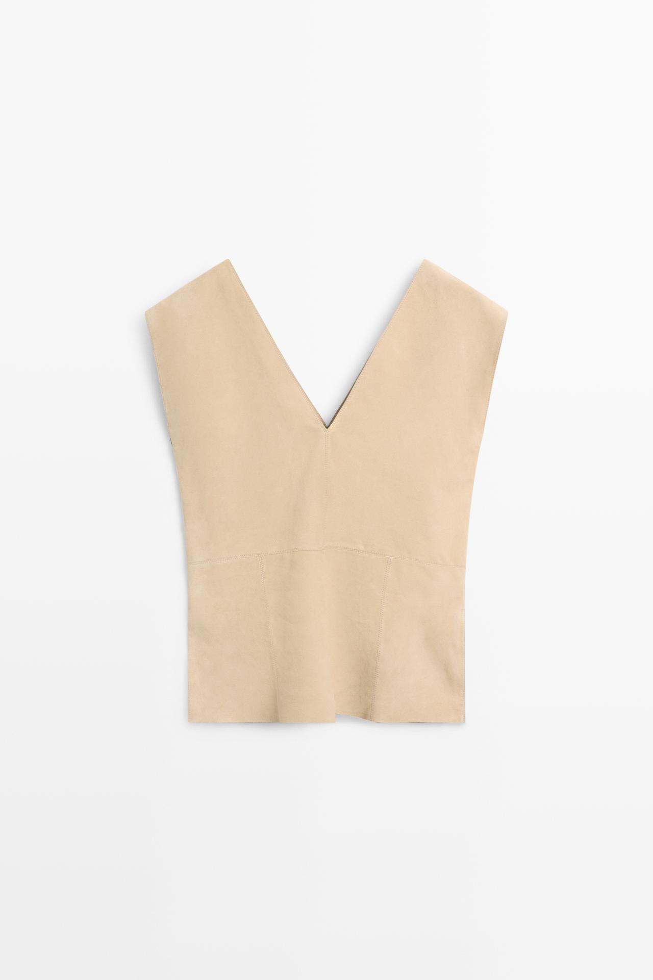 Suede sleeveless top — BEIGE