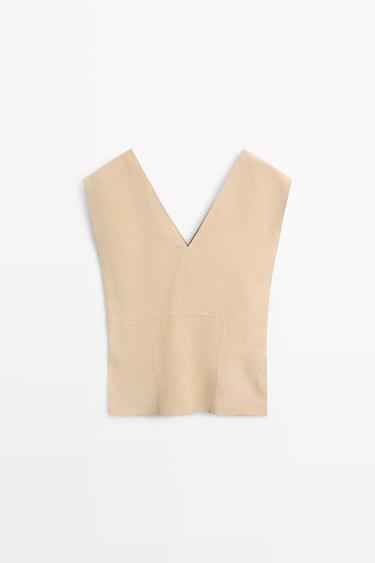 Suede sleeveless top — BEIGE 6