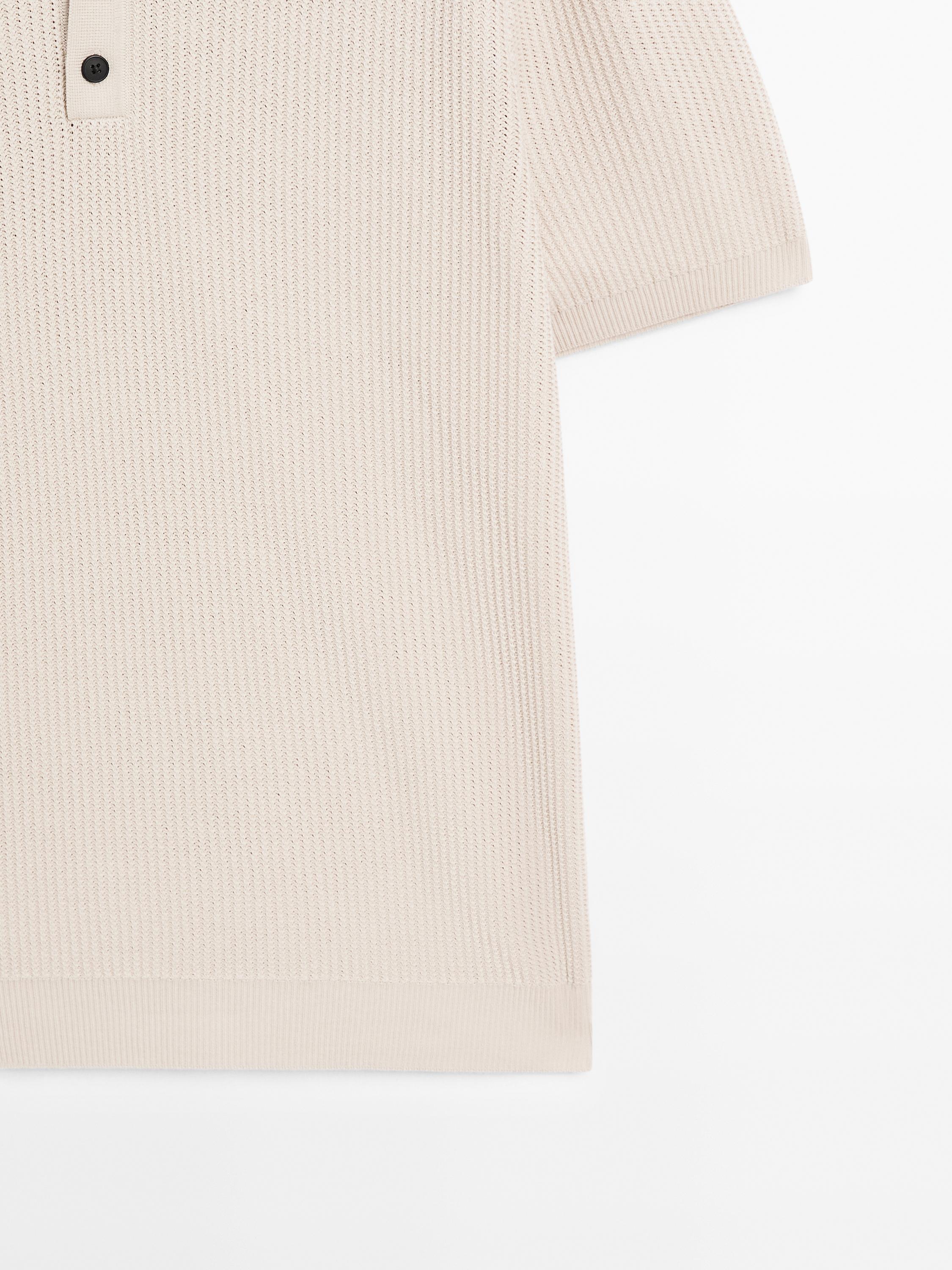 100% cotton textured knit polo shirt