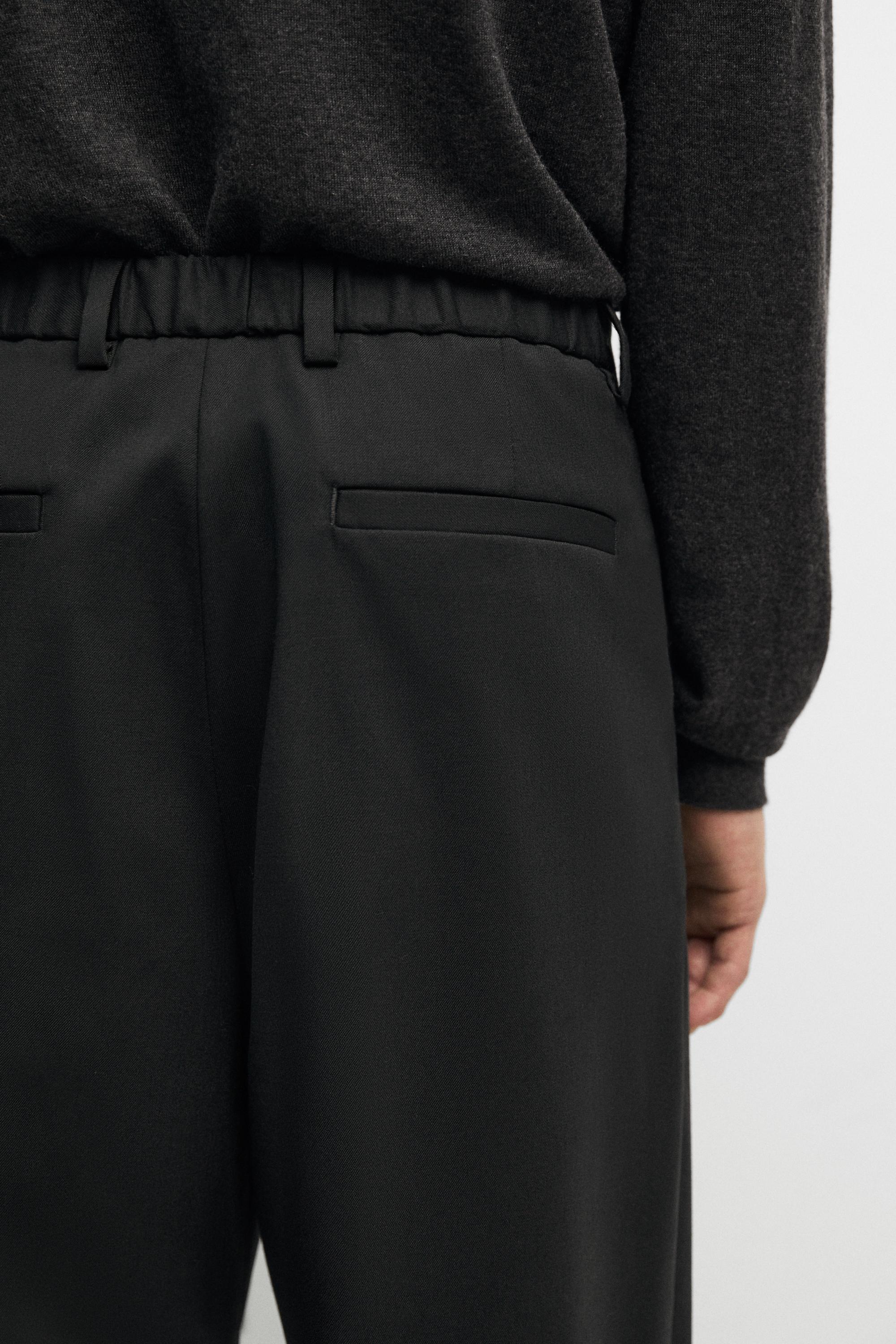 Wool blend cool wool darted pants — BLACK