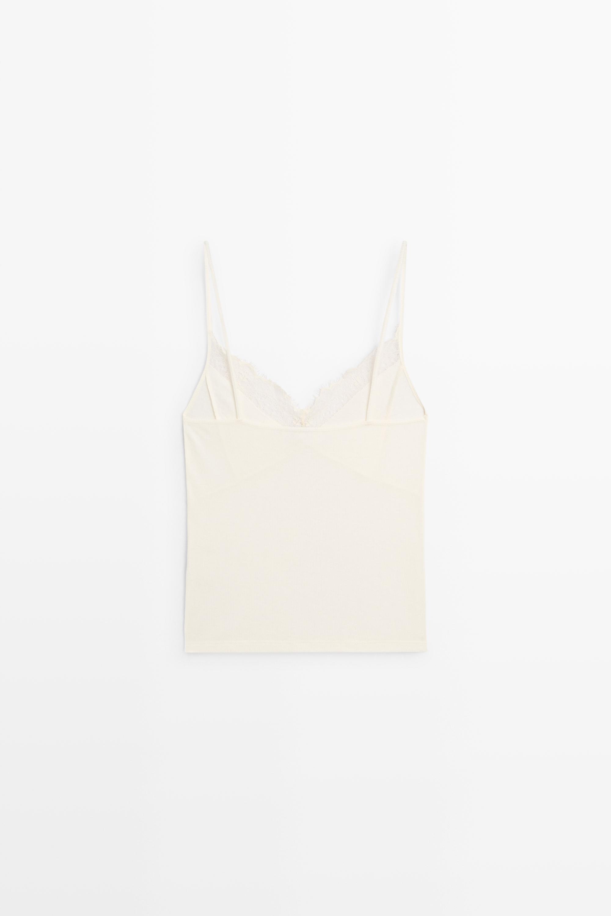 Strappy top with lace detail — CREAM