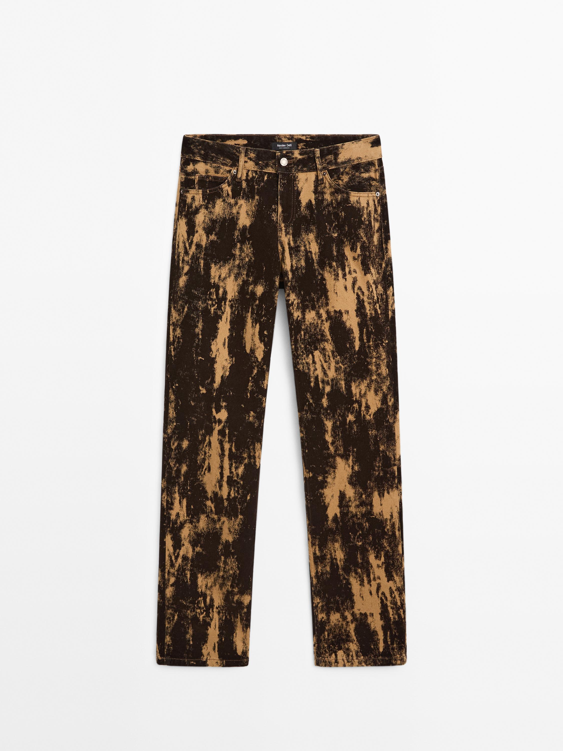 Jean straigth floqué en coton