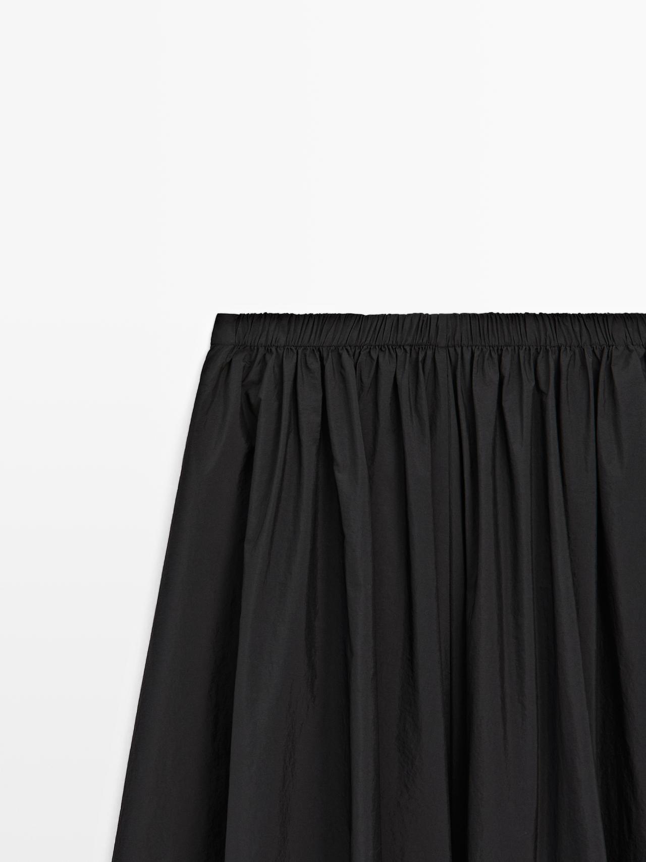 Technical fabric midi skirt — BLACK