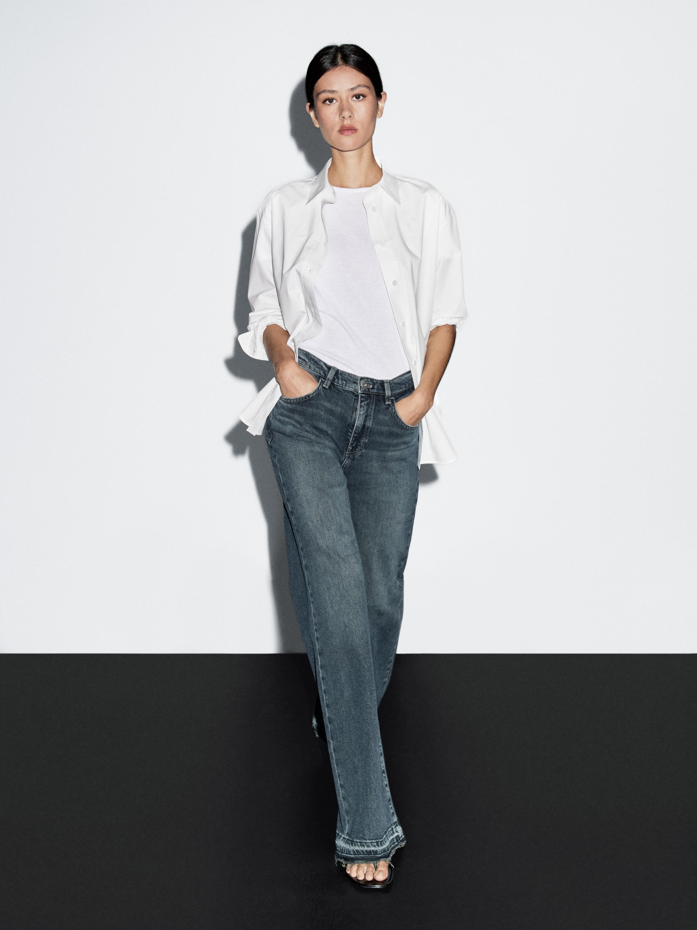 Jeans-Schlaghose mit halbhohem Bund