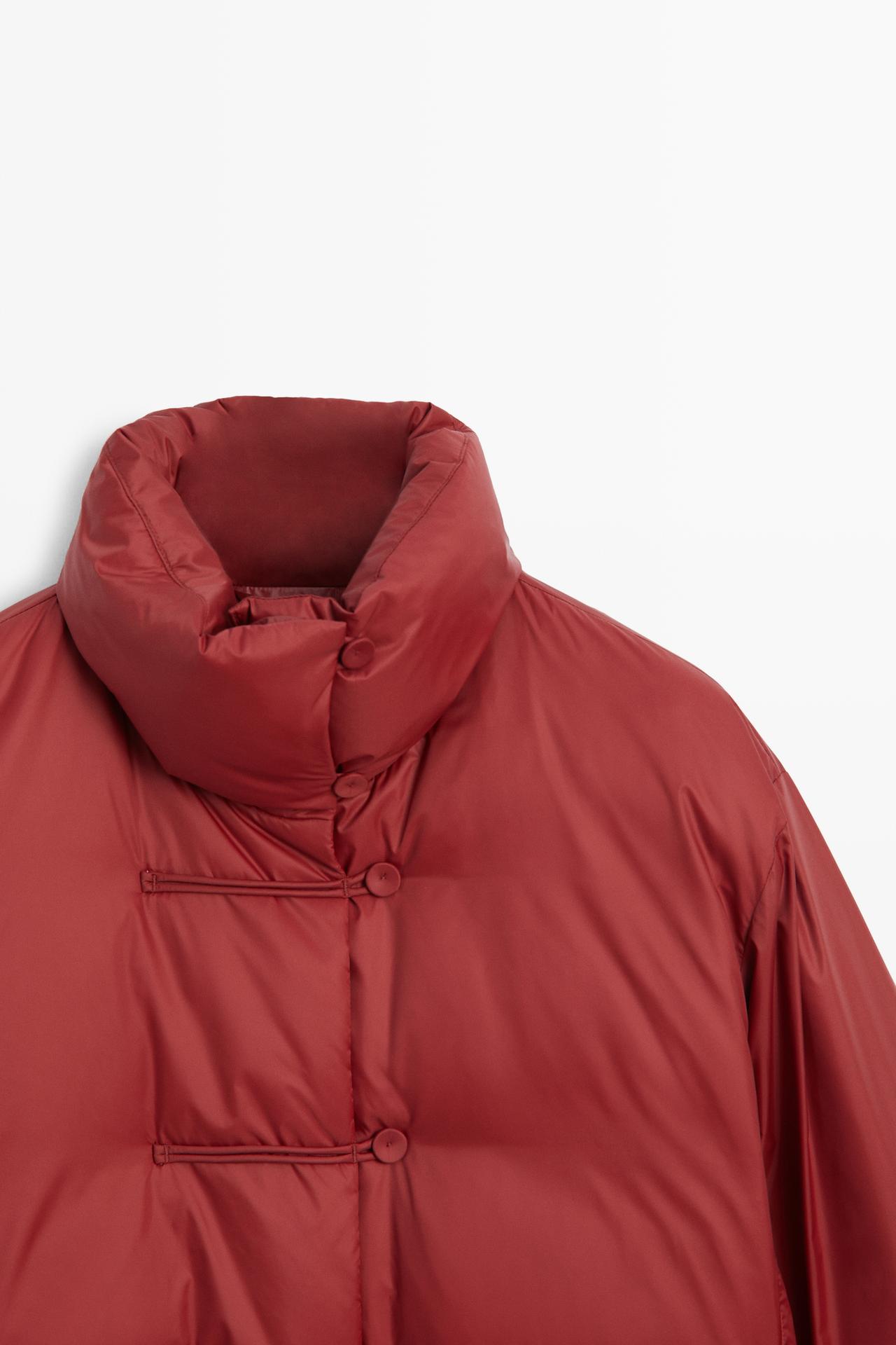 Down jacket with toggle detail — DARK PINK