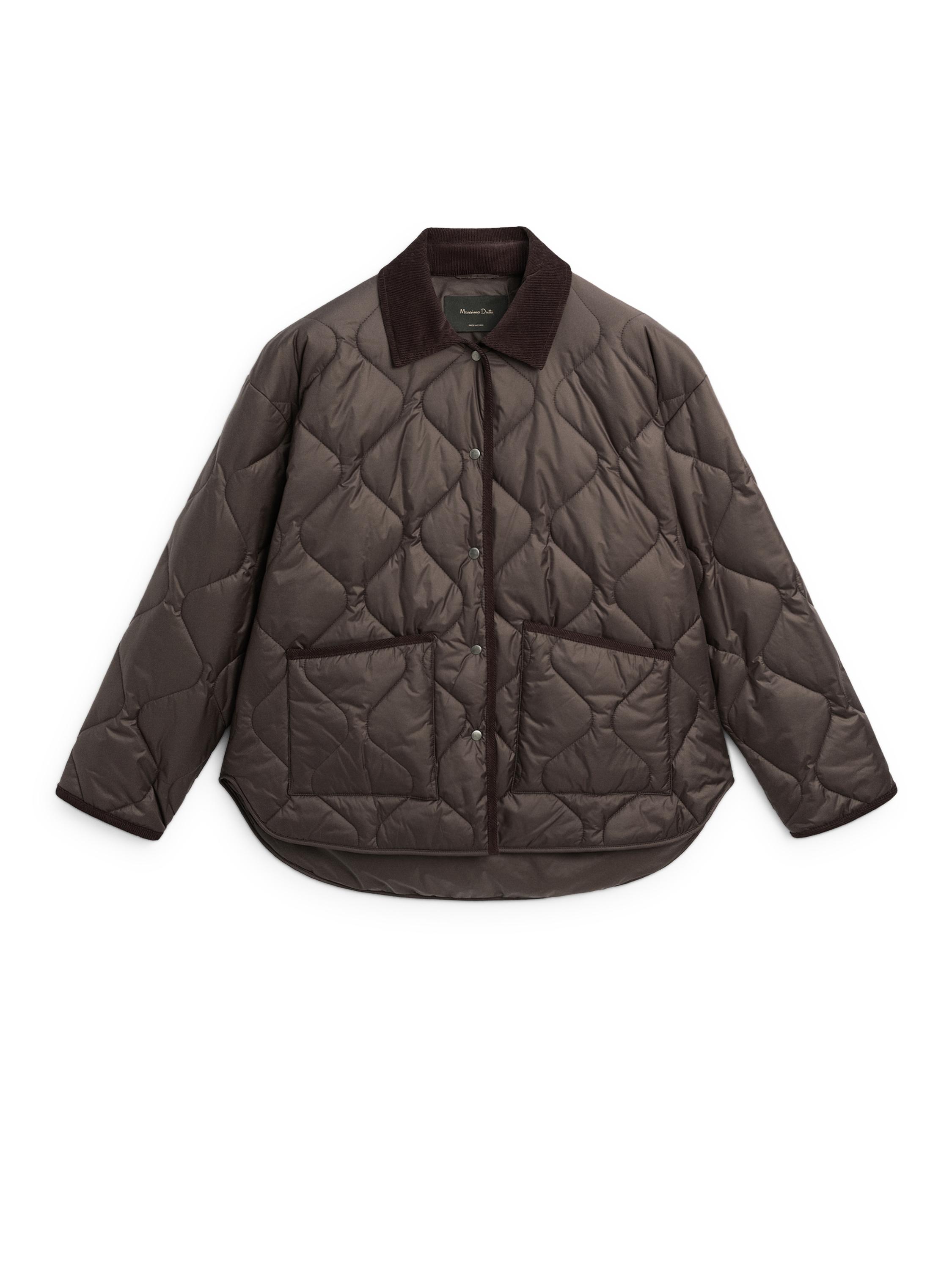 Water-repellent puffer jacket with corduroy detail · Burgundy