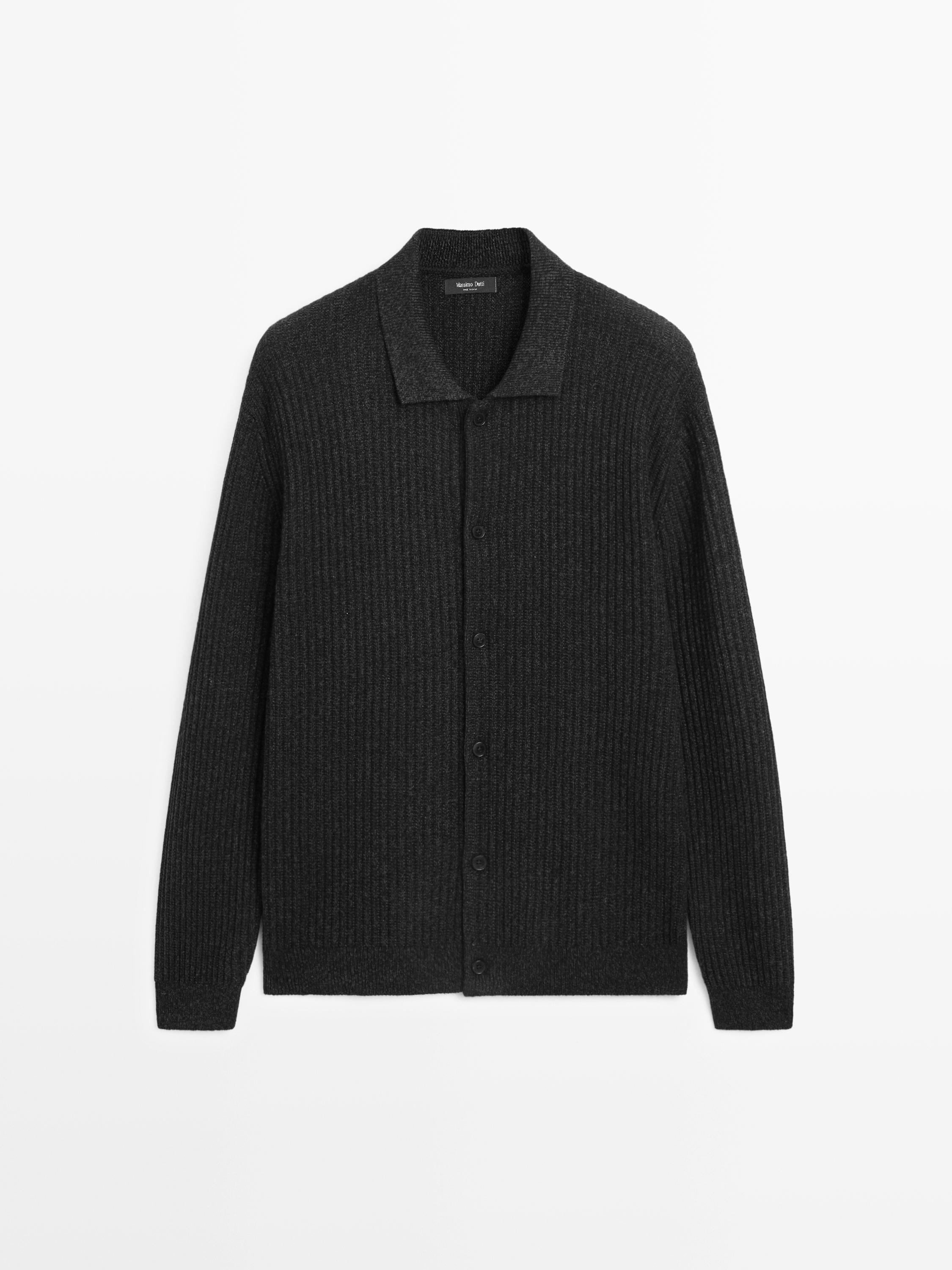 Áo cardigan dệt kim cốt-tông và len pha có khuy