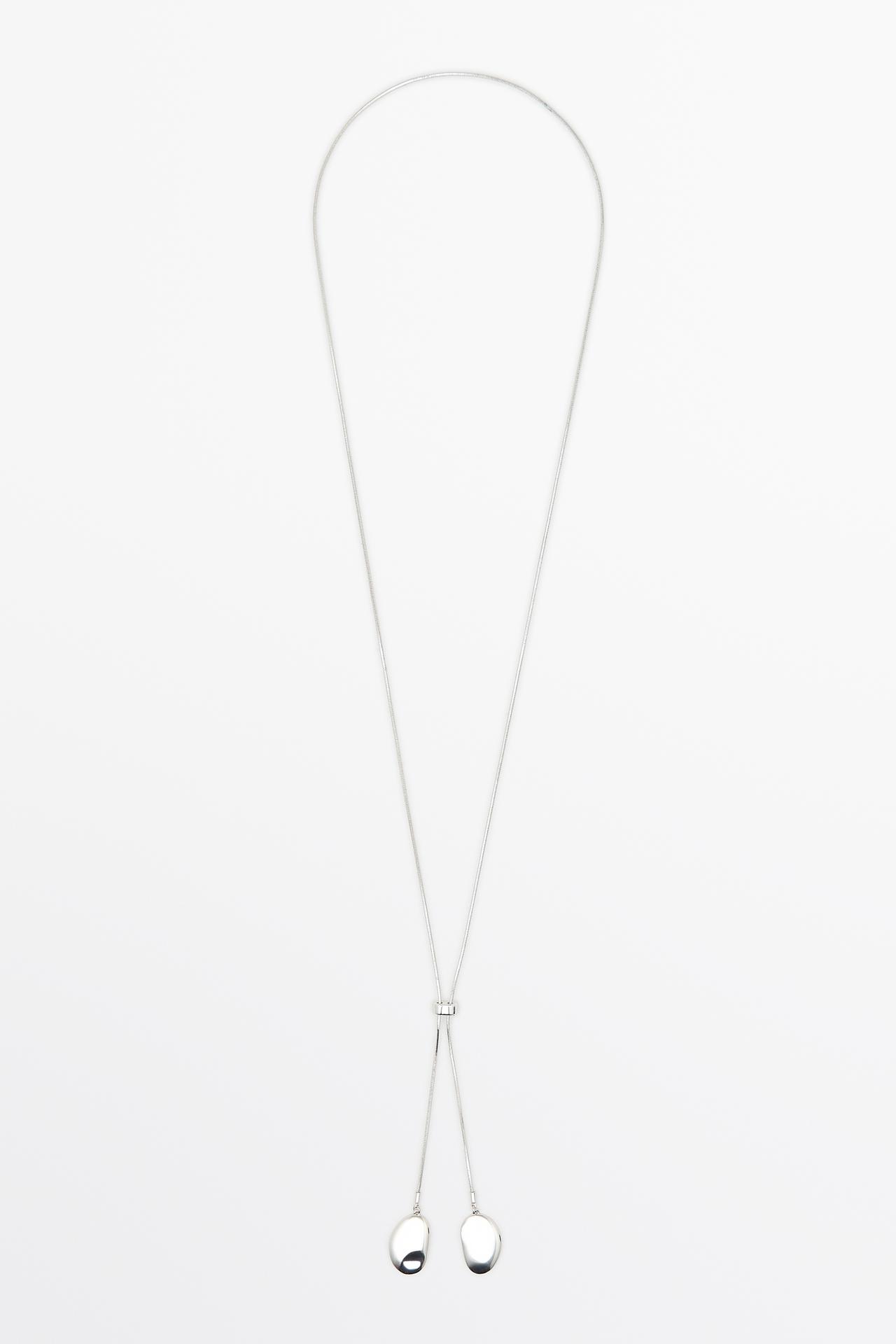 Metal pieces lariat necklace — SILVER