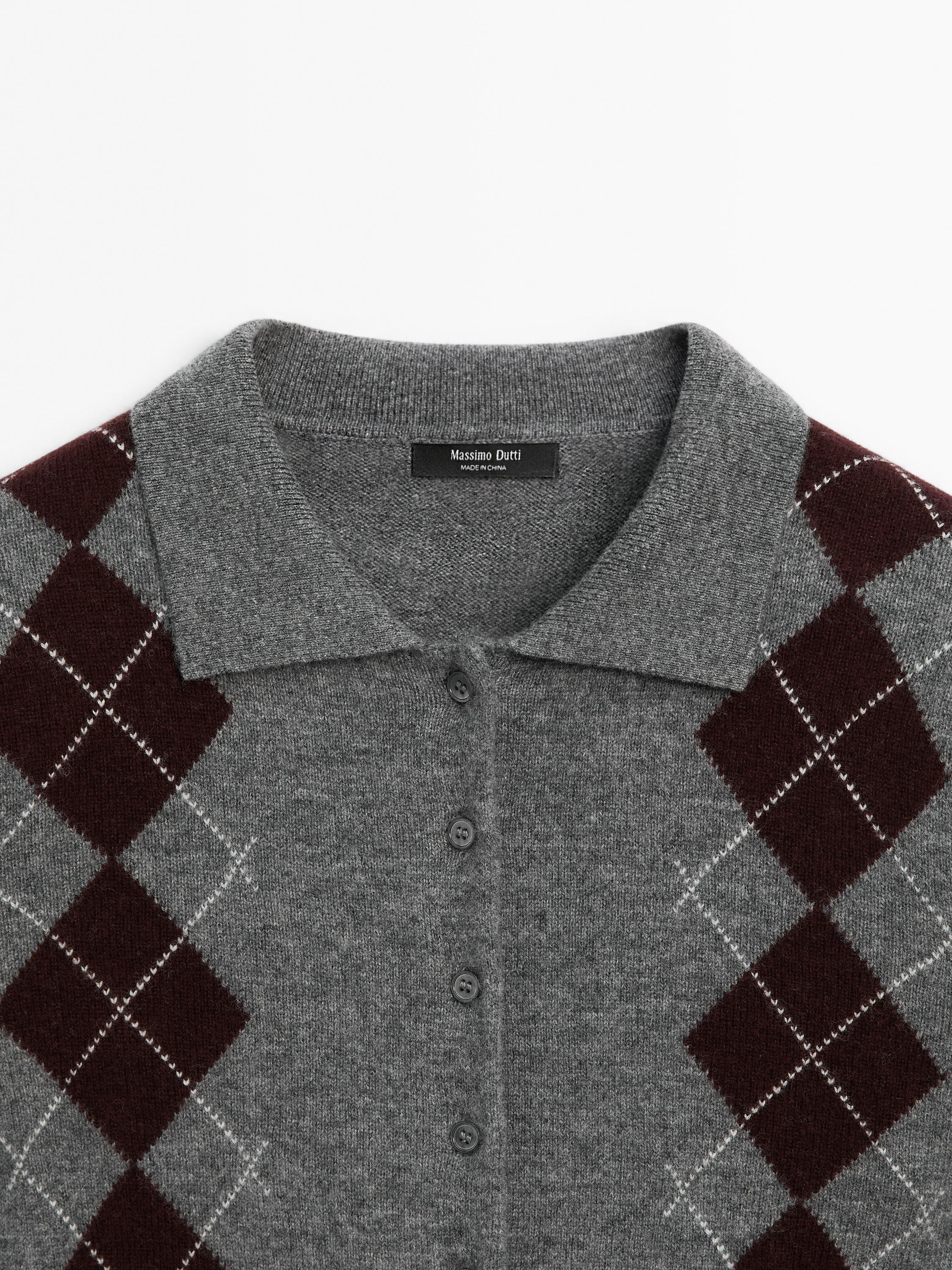 Short diamond polo collar cardigan