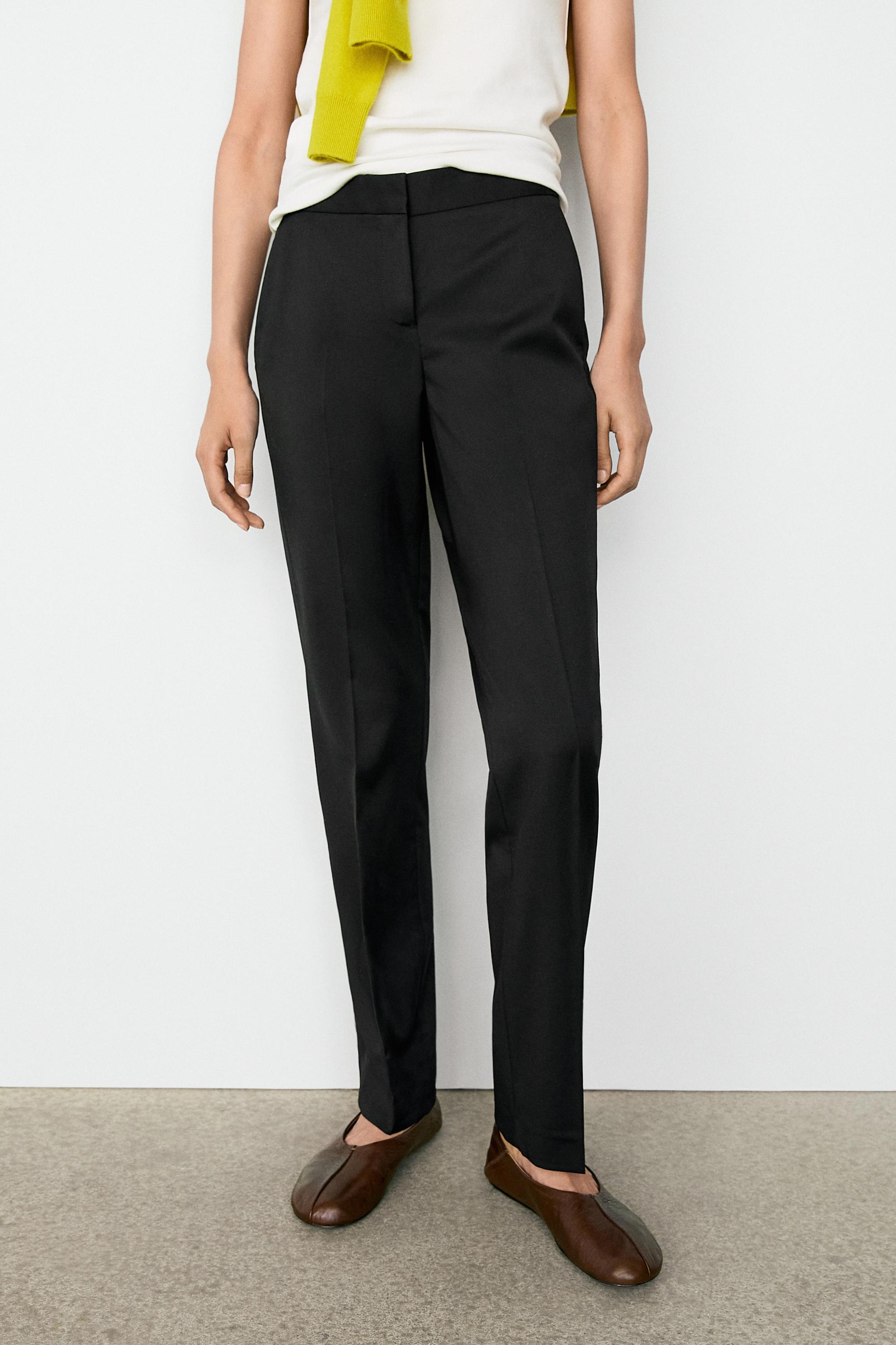 100% cool wool straight fit trousers — BLACK