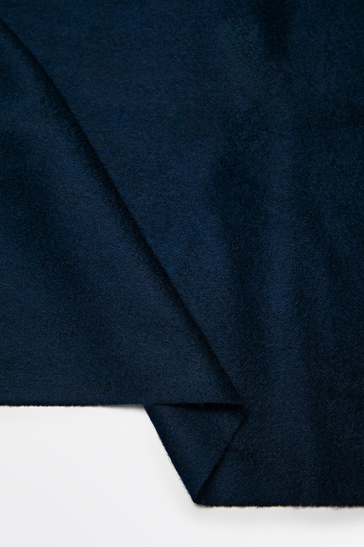 Wool blend scarf with fringing — NAVY BLUE