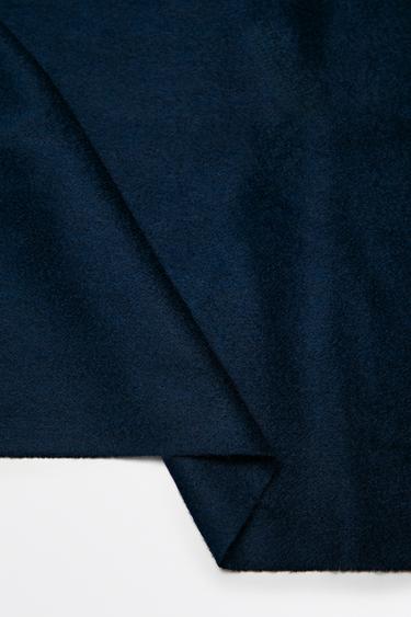 Wool blend scarf with fringing — NAVY BLUE 5