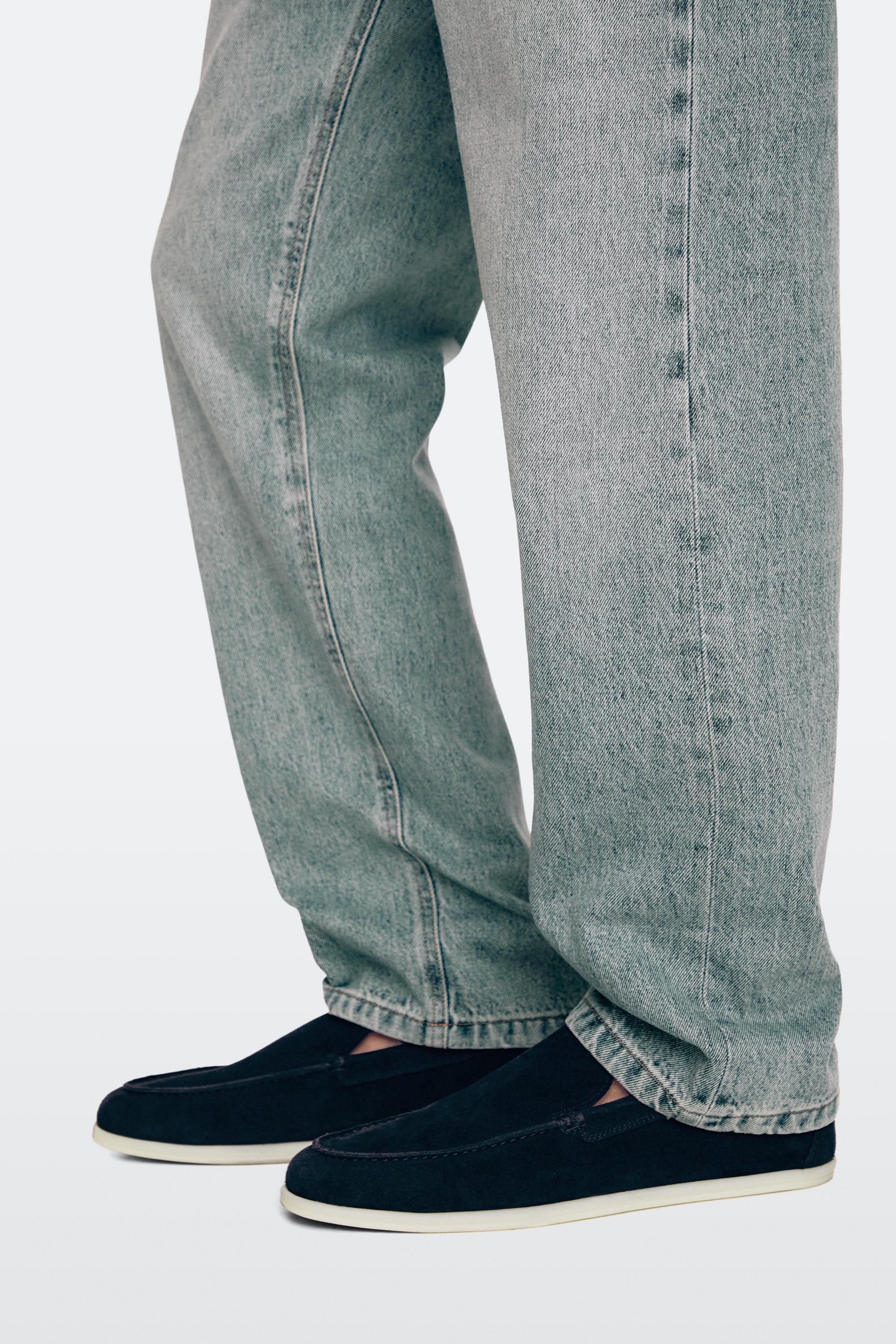 Soft split leather loafers — BLUE