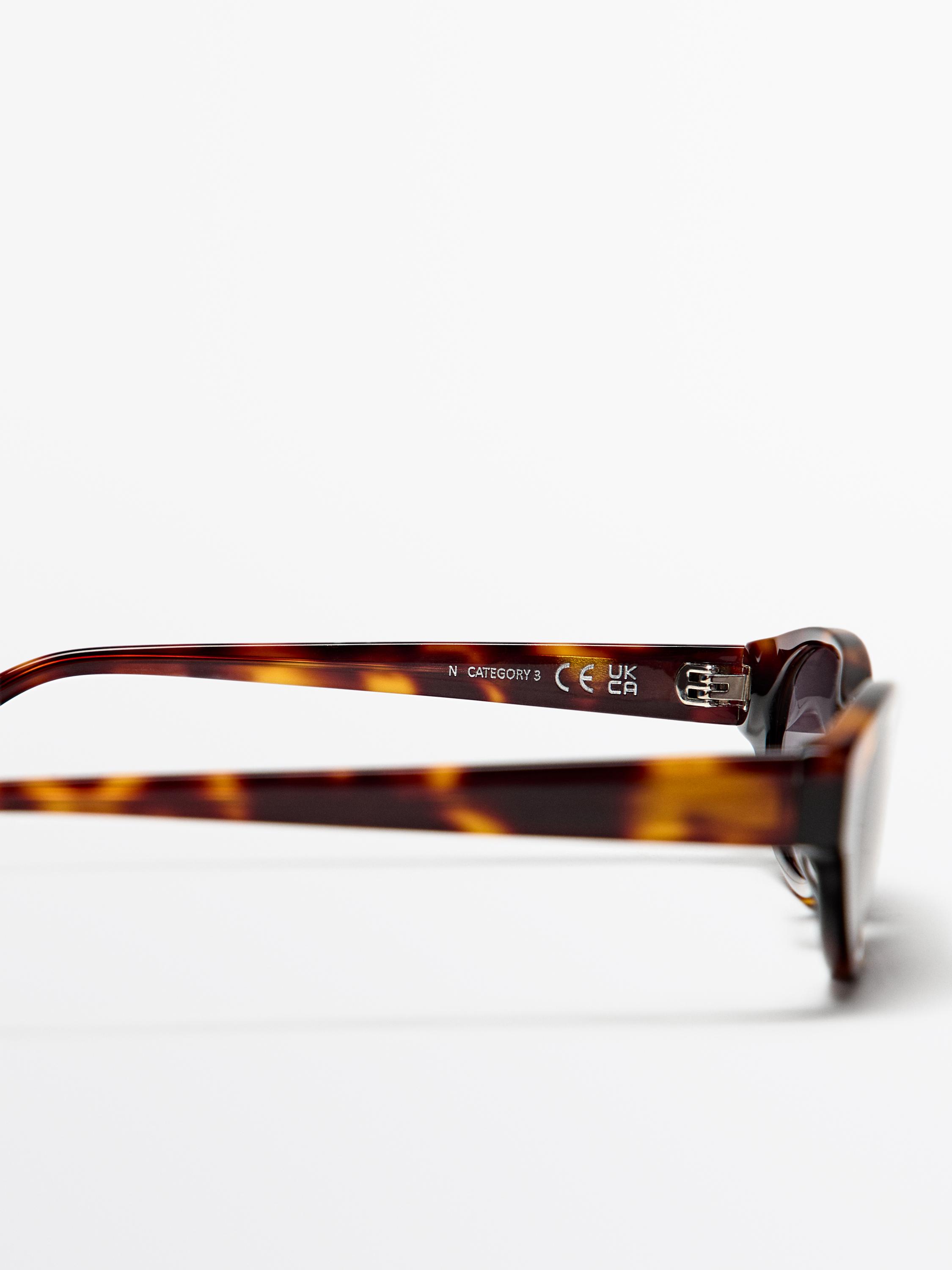 Narrow tortoiseshell-effect sunglasses — BROWN