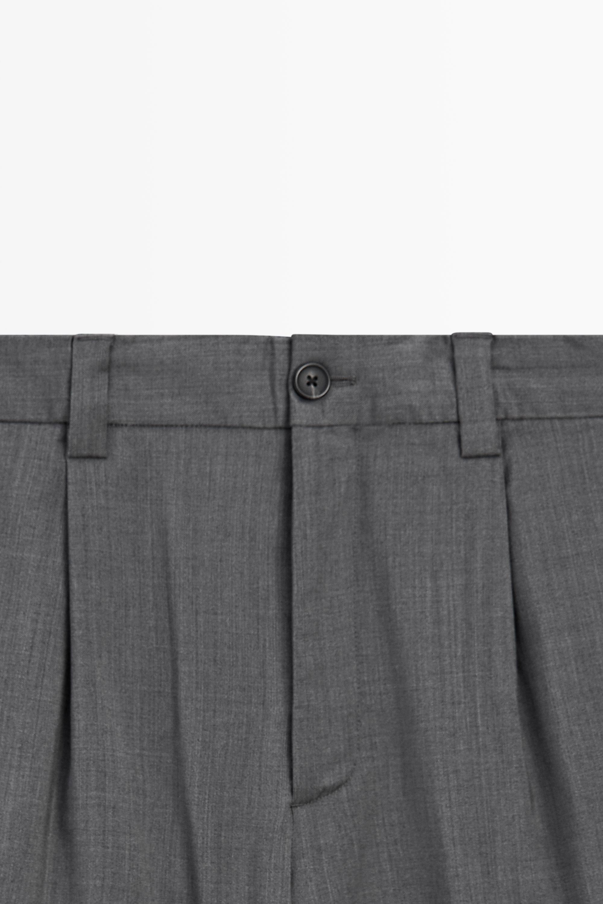 100% wool straight-leg pants — GREY