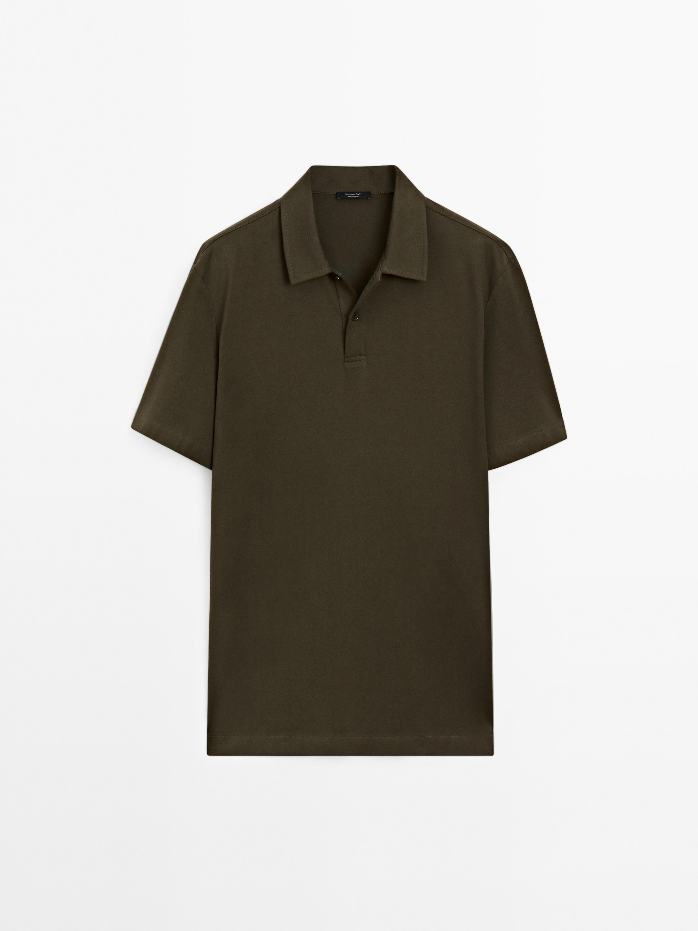Slim fit cotton blend polo shirt