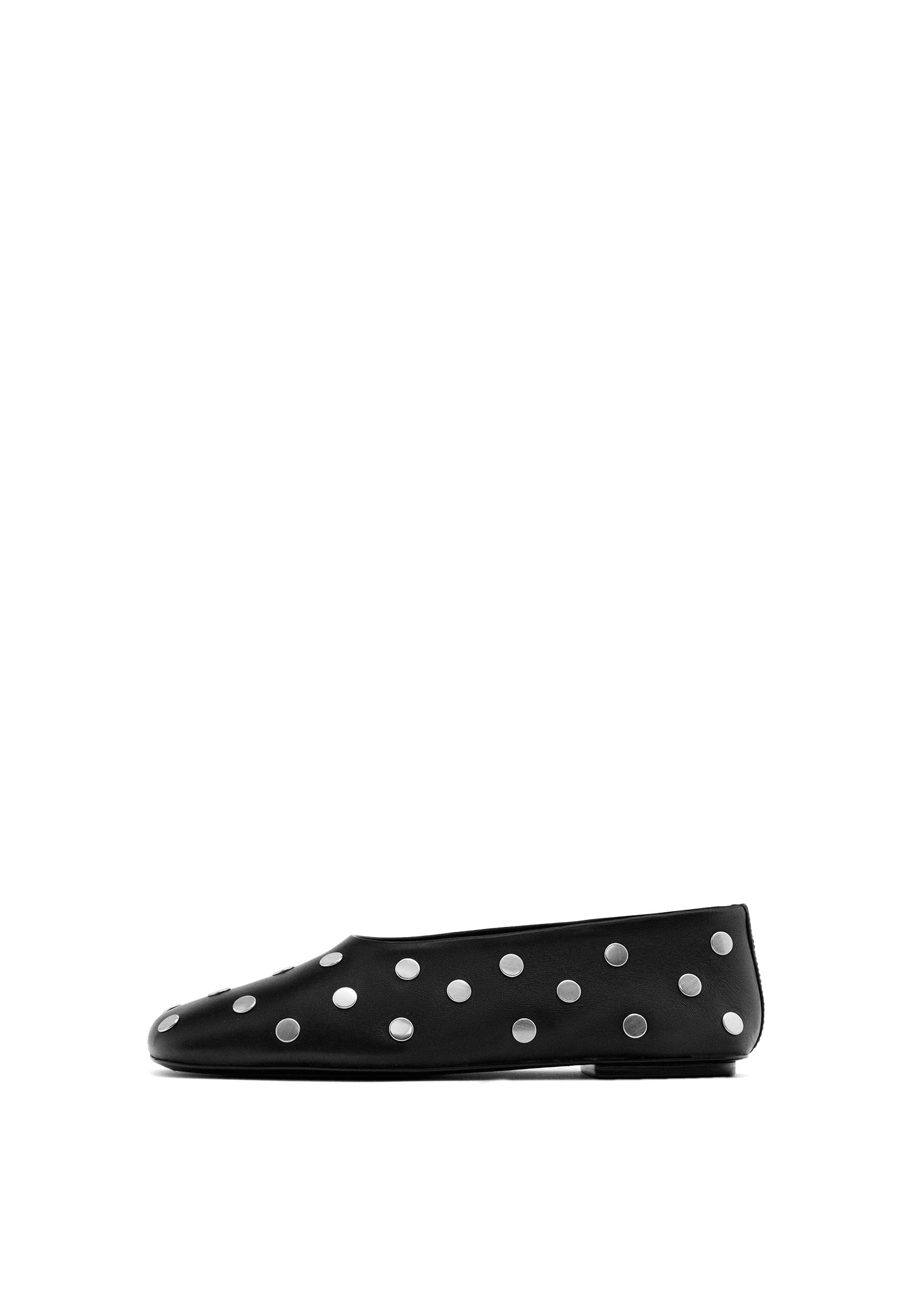Studded ballet flats with square vamp — BLACK