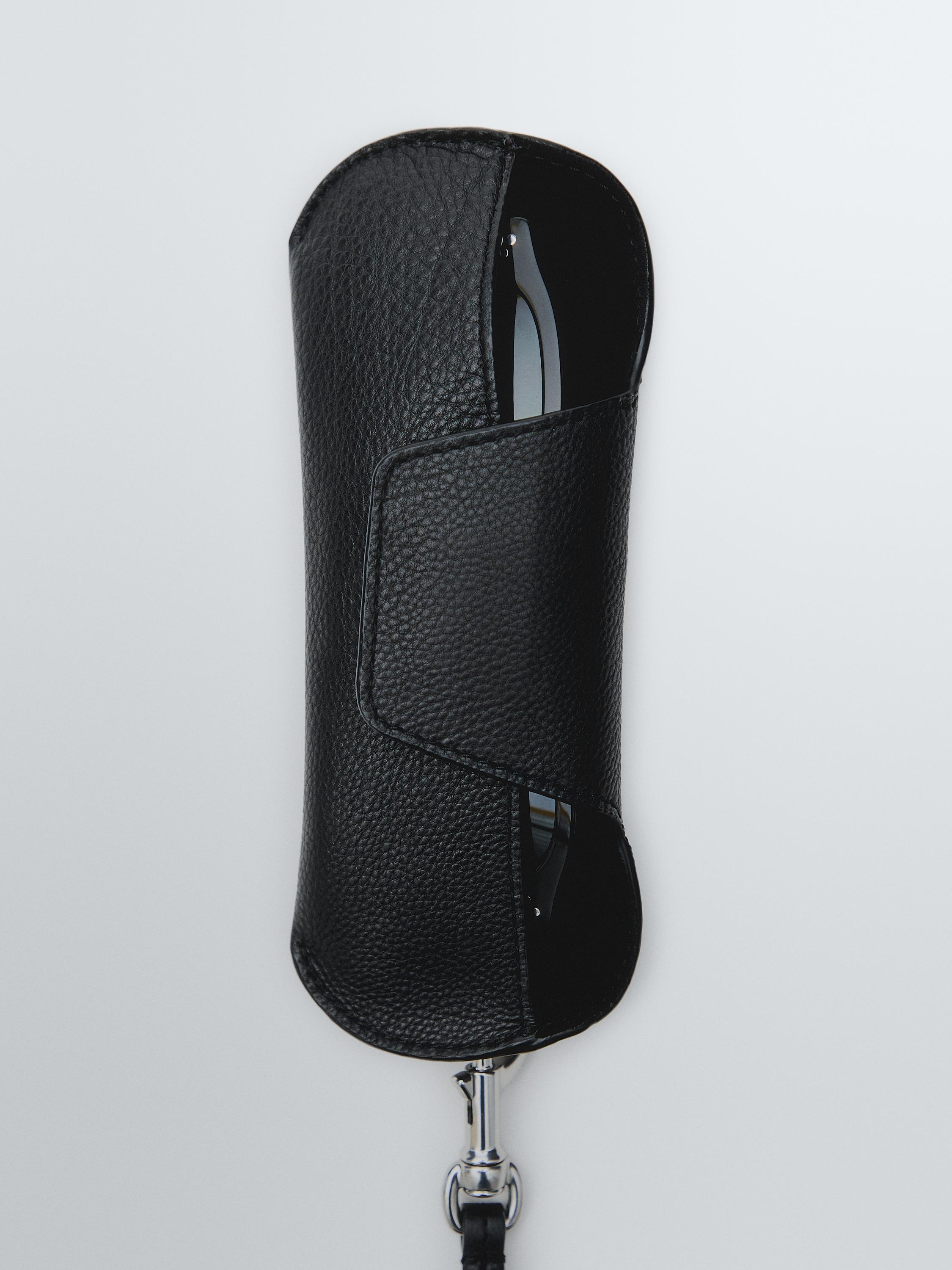 Nappa leather glasses case — BLACK