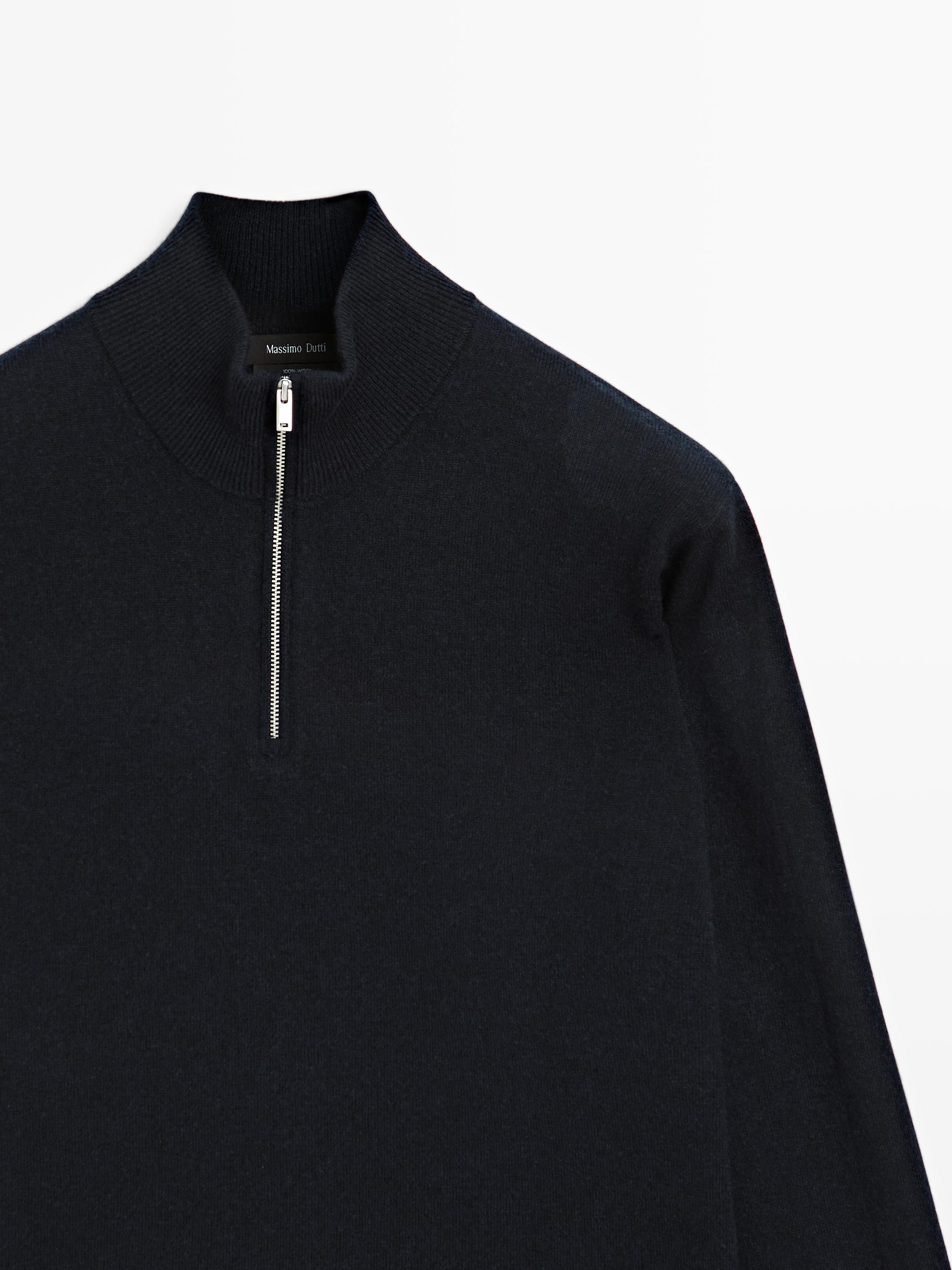Mock neck knit sweater with zip